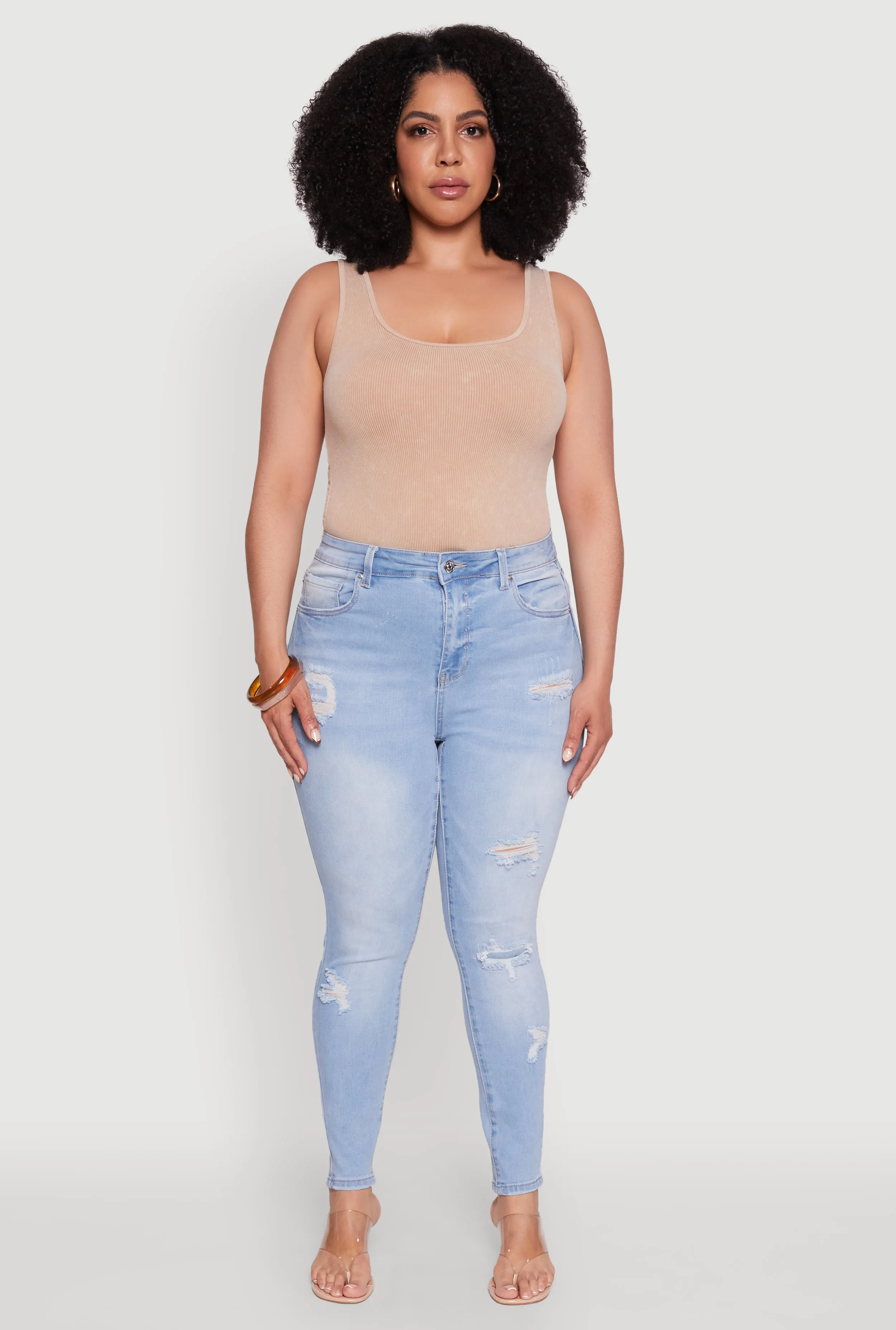 Plus Size WAX Distressed High Waisted Skinny Jeans sold by Rainbow product image thumbnail 2