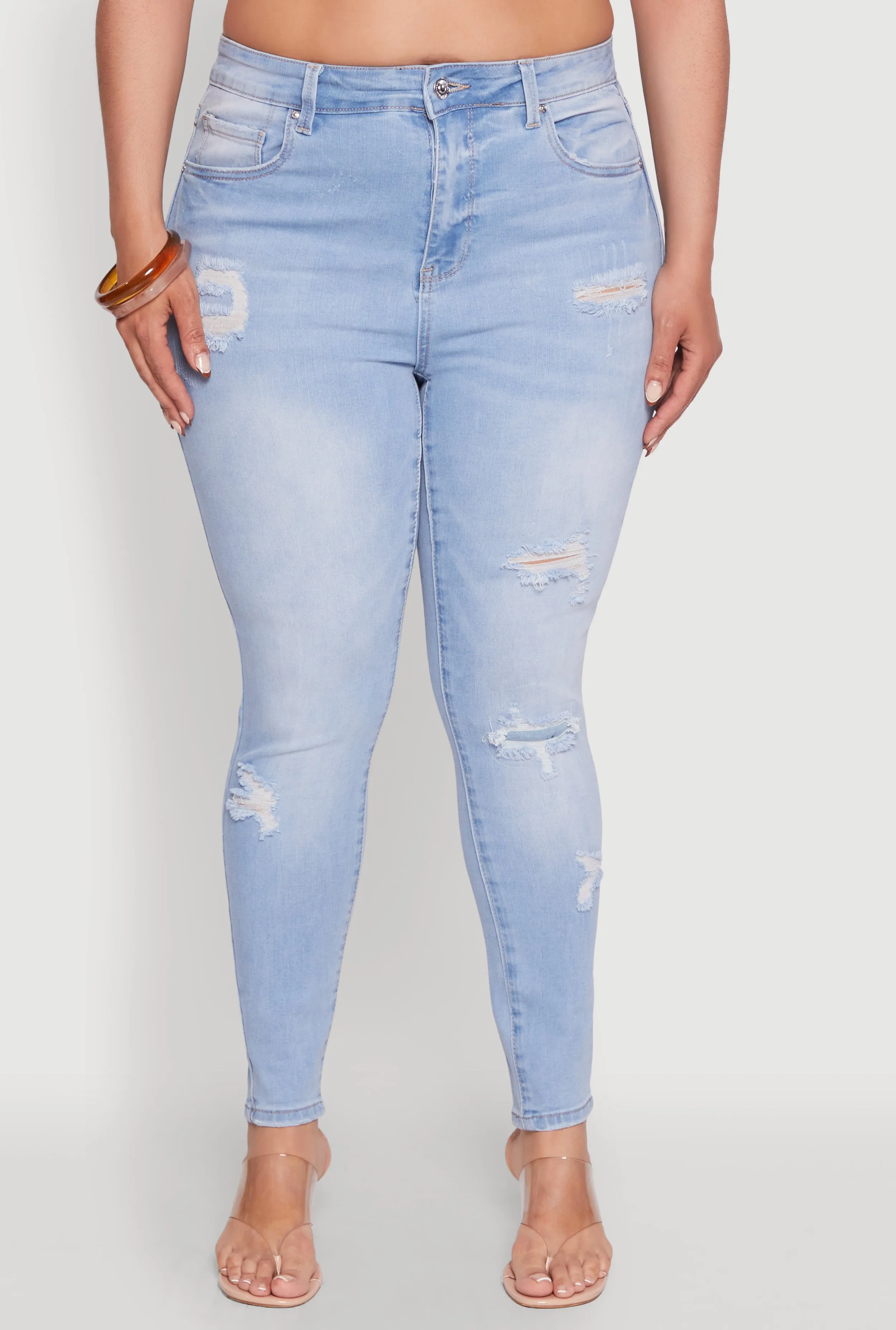 Plus Size WAX Distressed High Waisted Skinny Jeans sold by Rainbow product image thumbnail 5
