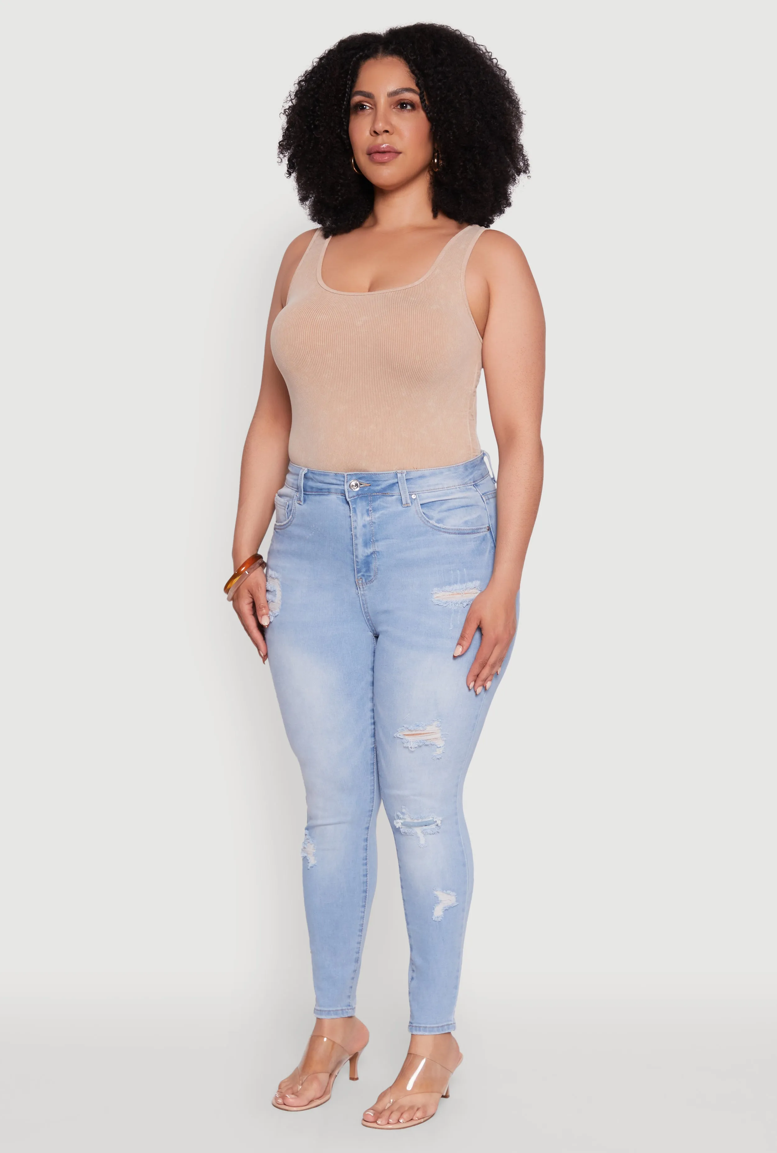 Plus Size WAX Distressed High Waisted Skinny Jeans sold by Rainbow product image thumbnail 3