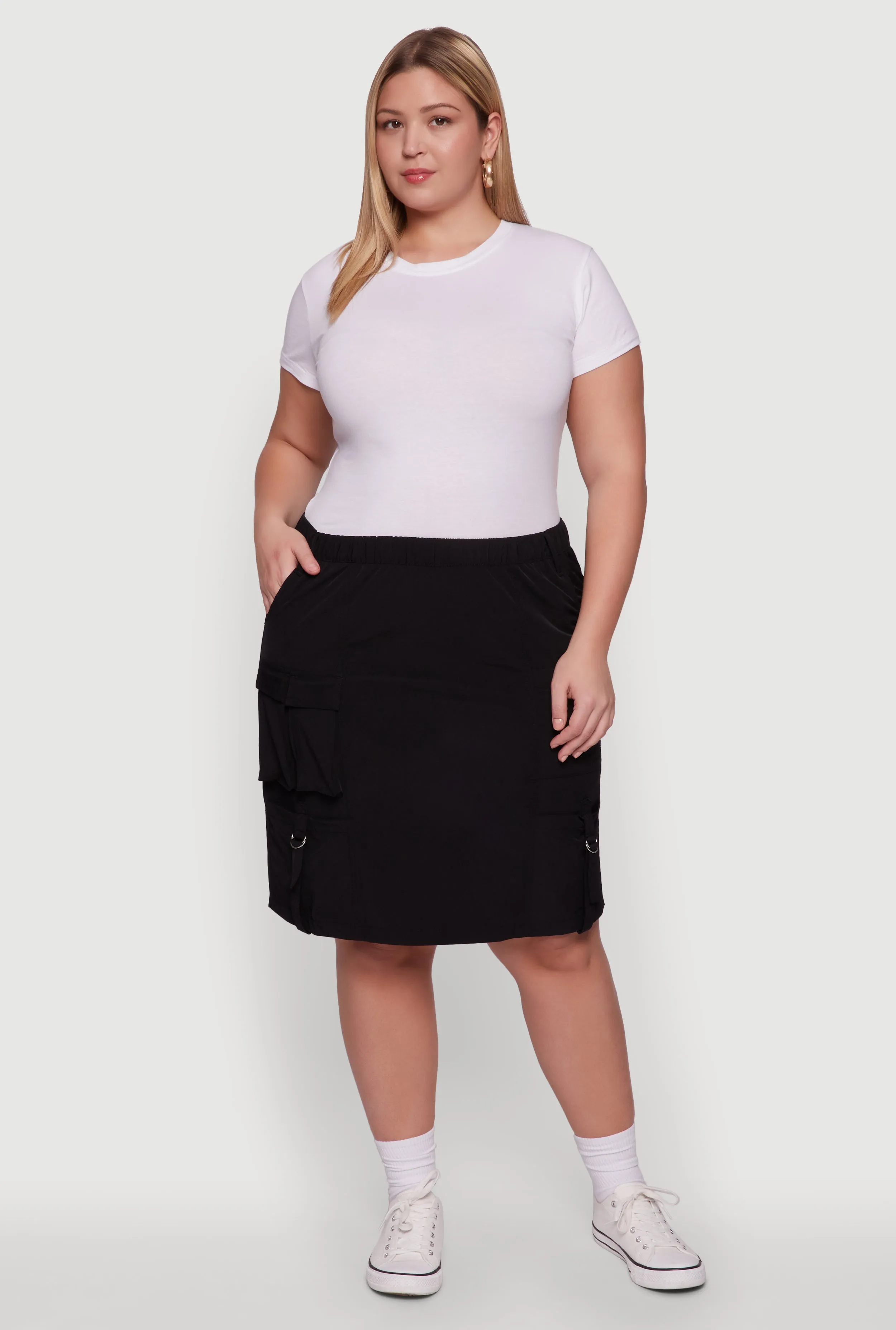 Plus Size Nylon Pull On Utility Skirt with Elastic Waist sold by Rainbow product image thumbnail 2