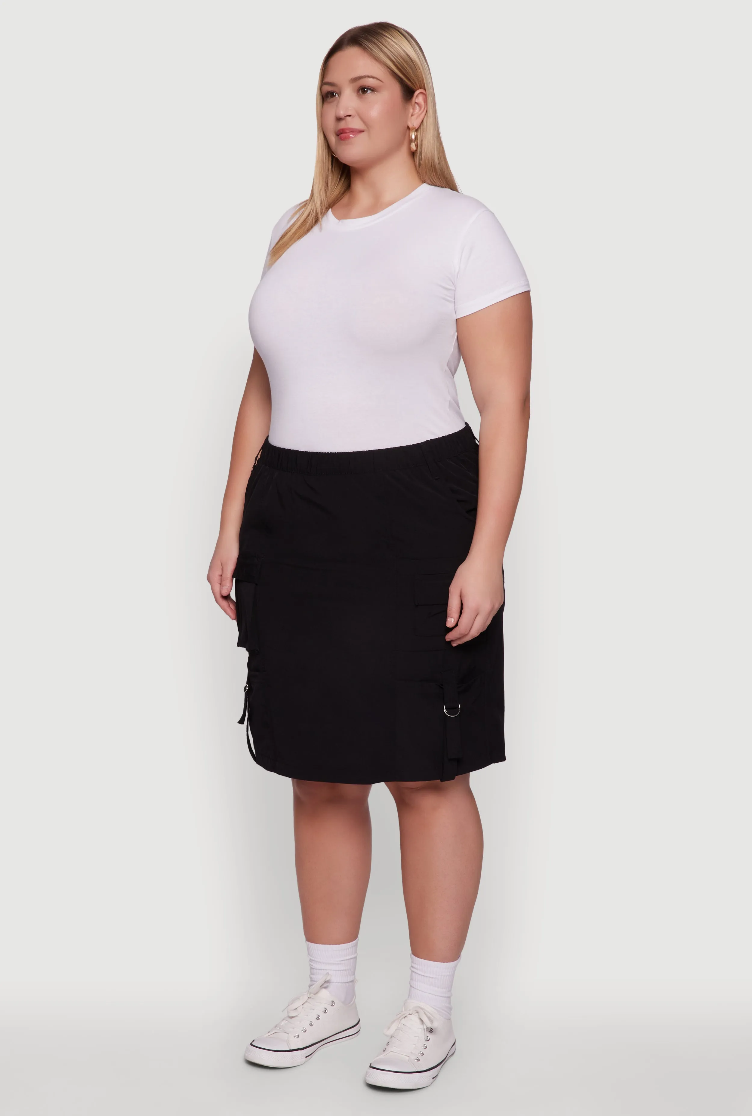 Plus Size Nylon Pull On Utility Skirt with Elastic Waist sold by Rainbow product image thumbnail 3