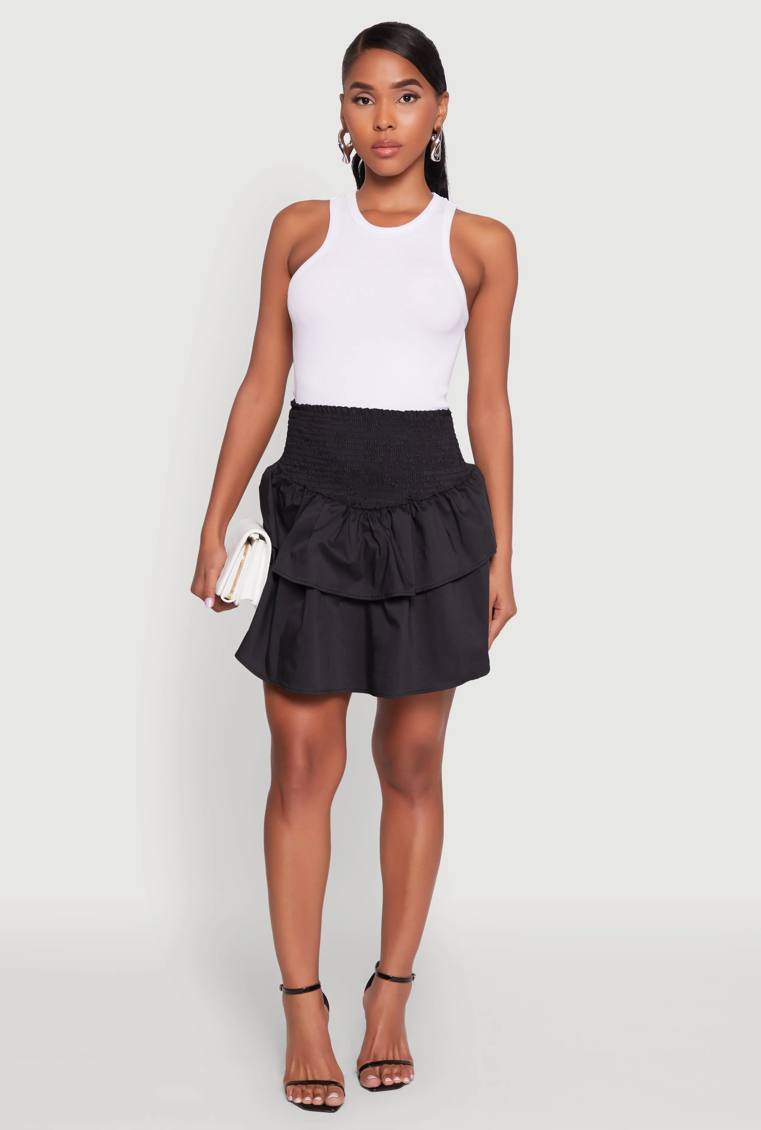 Chic Smocked High Waisted Tiered Skirt sold by Rainbow