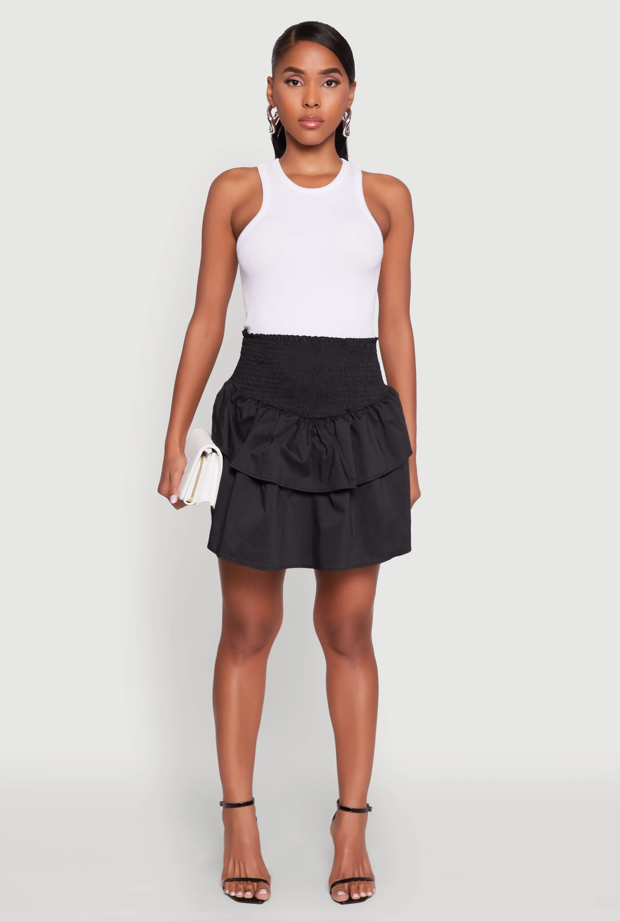 Chic Smocked High Waisted Tiered Skirt sold by Rainbow product image thumbnail 2