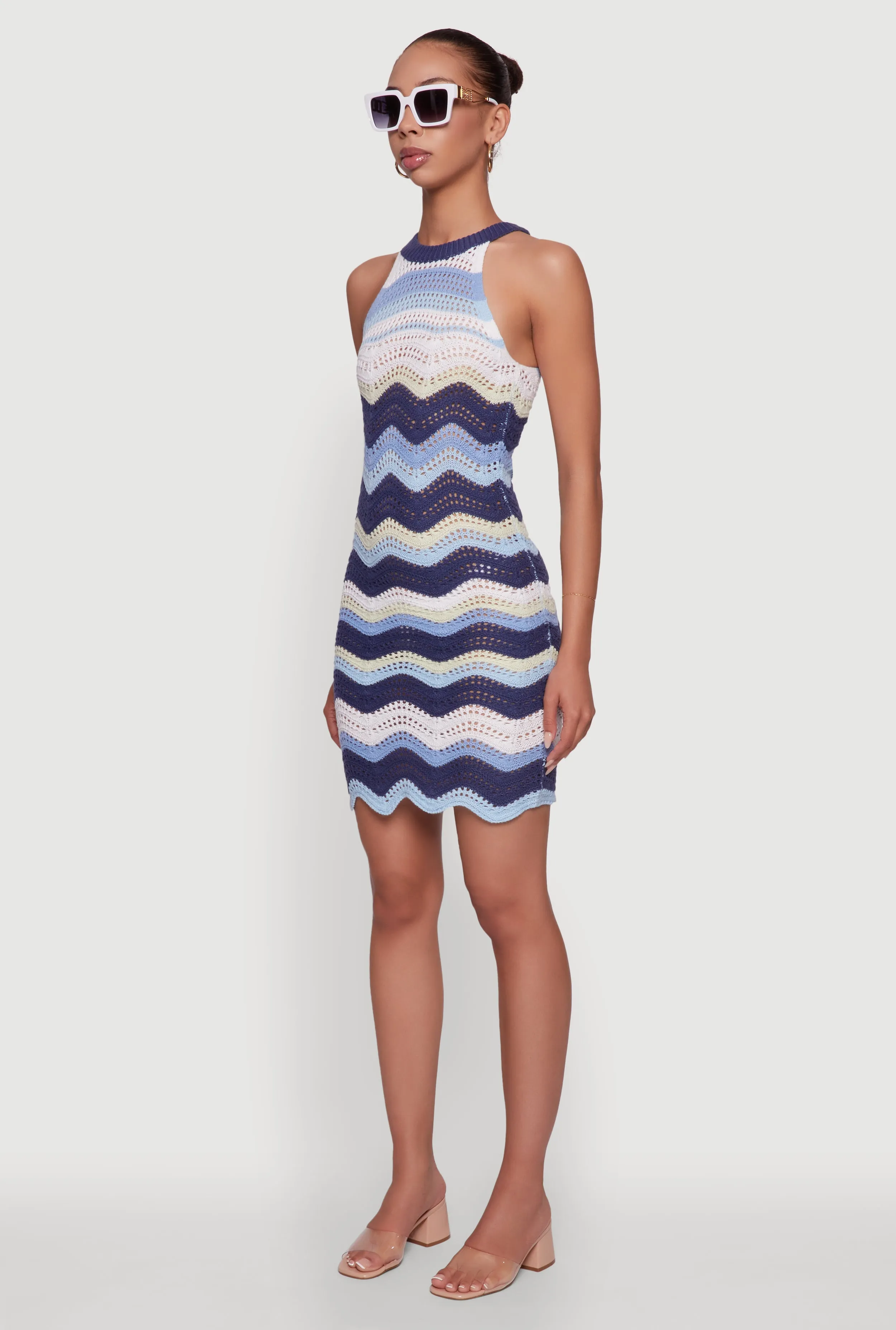 Wavy Stripe Crochet Halter Dress sold by Rainbow product image thumbnail 3