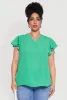 Plus Size Chic V Neck Flutter Sleeve Blouse sold by Rainbow