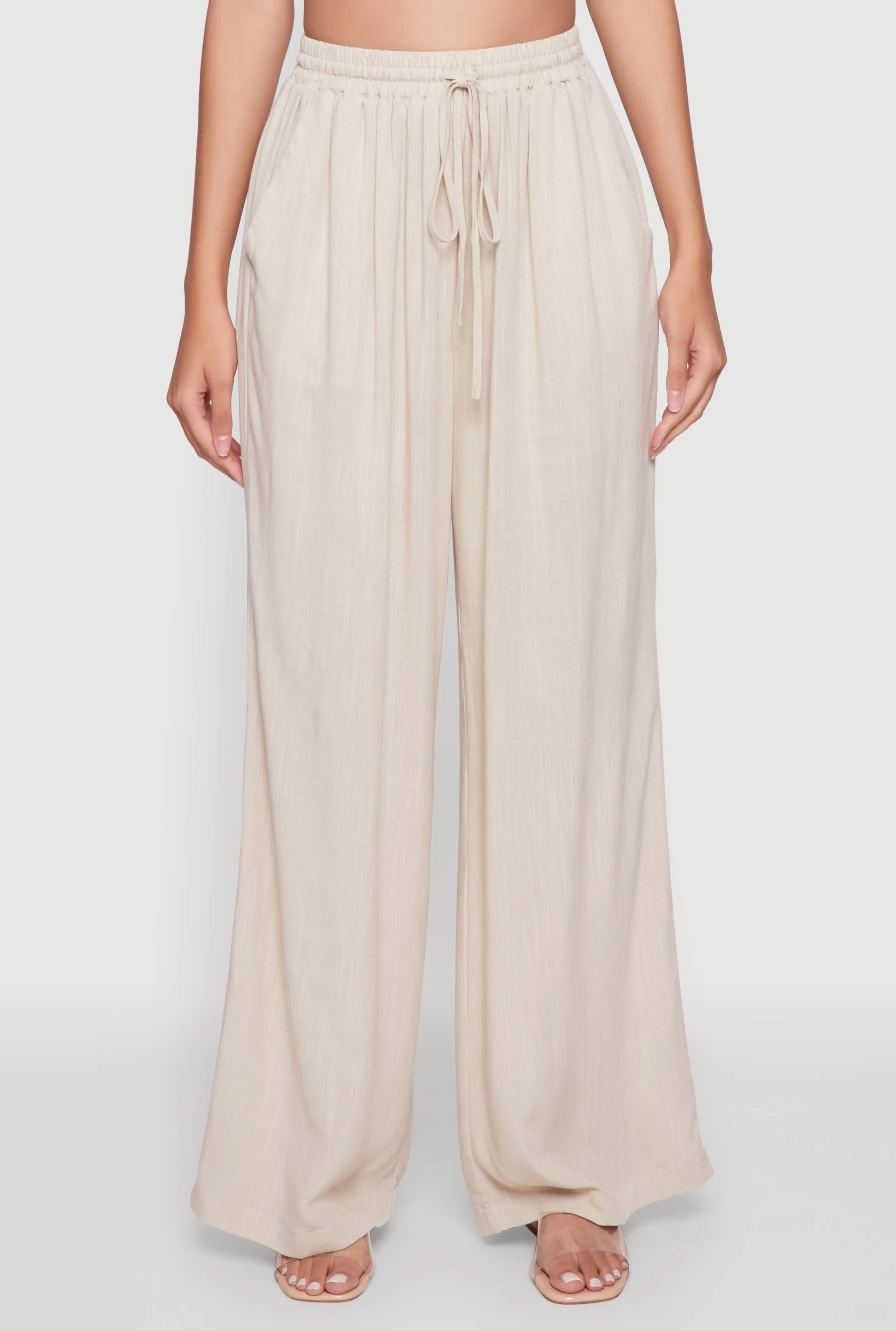 Stylish High Waisted Palazzo Pants with Drawstring sold by Rainbow product image thumbnail 3