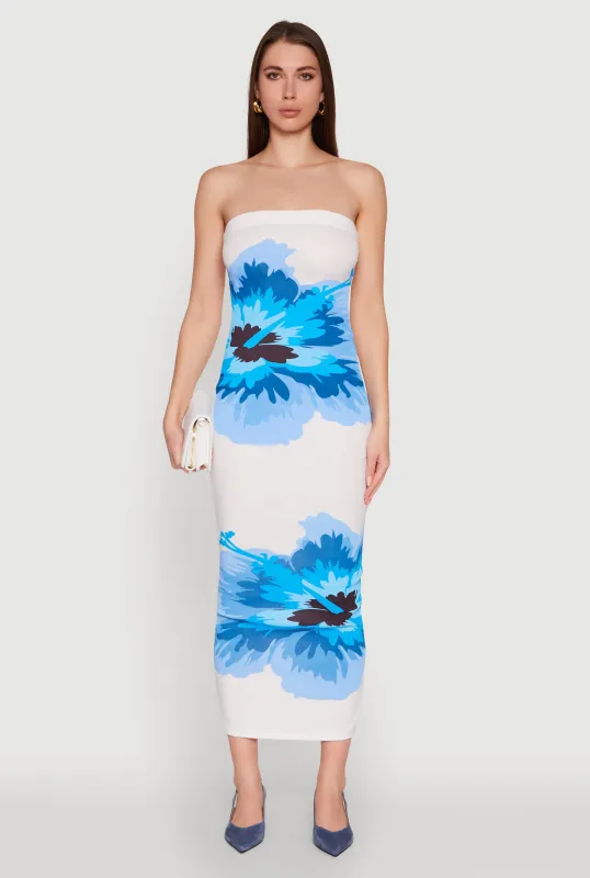 Floral Print Midi Tube Dress sold by Rainbow