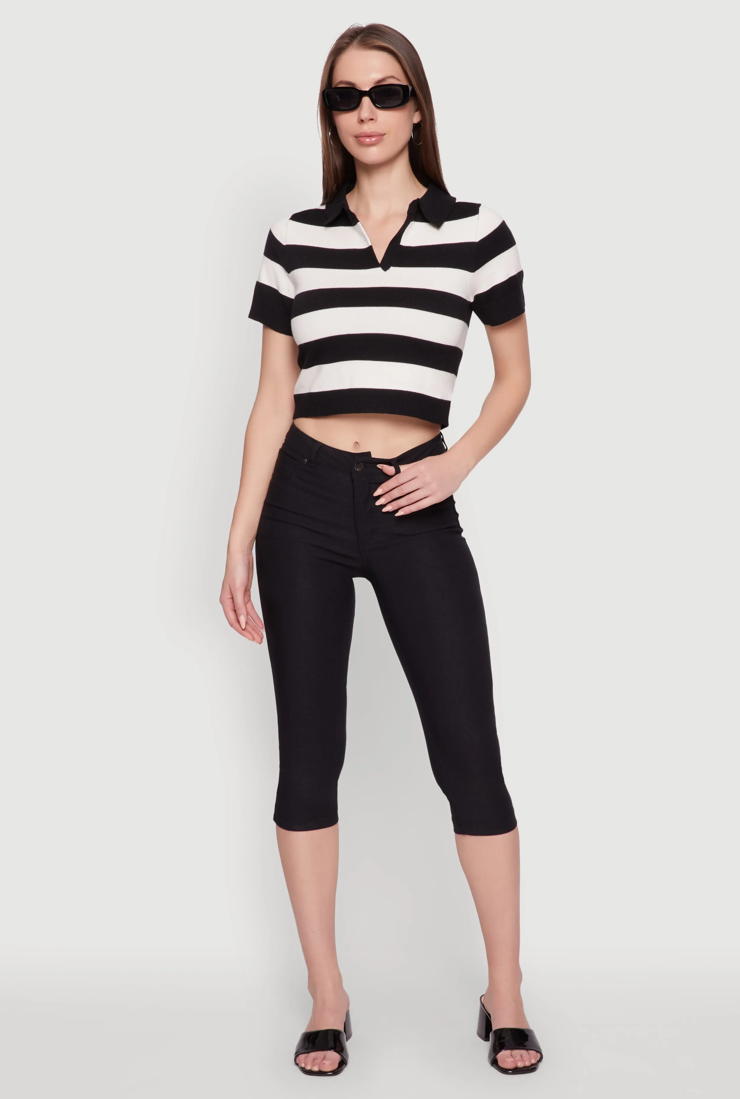 Iris Striped Crop Polo Shirt sold by Rainbow