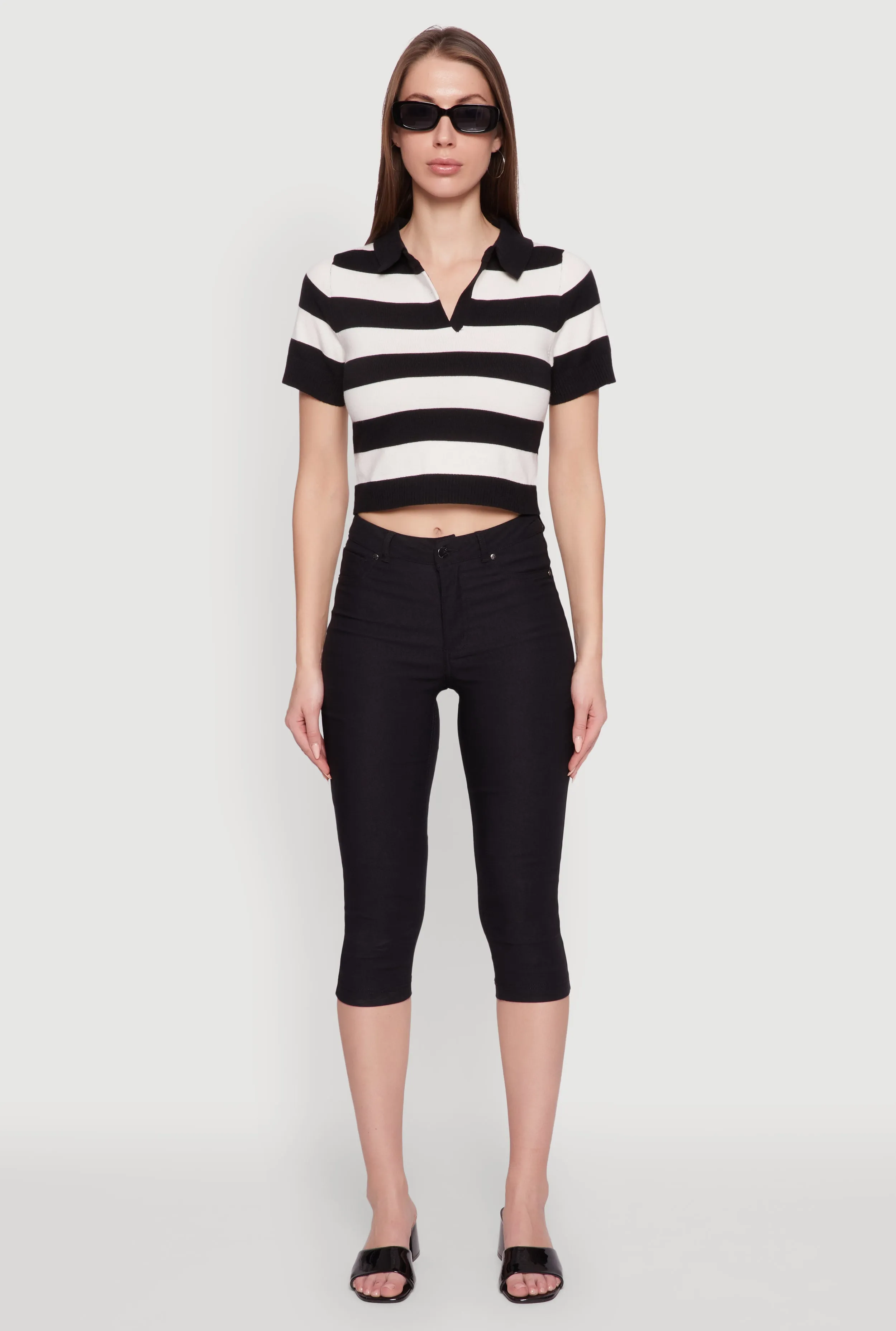 Iris Striped Crop Polo Shirt sold by Rainbow product image thumbnail 3