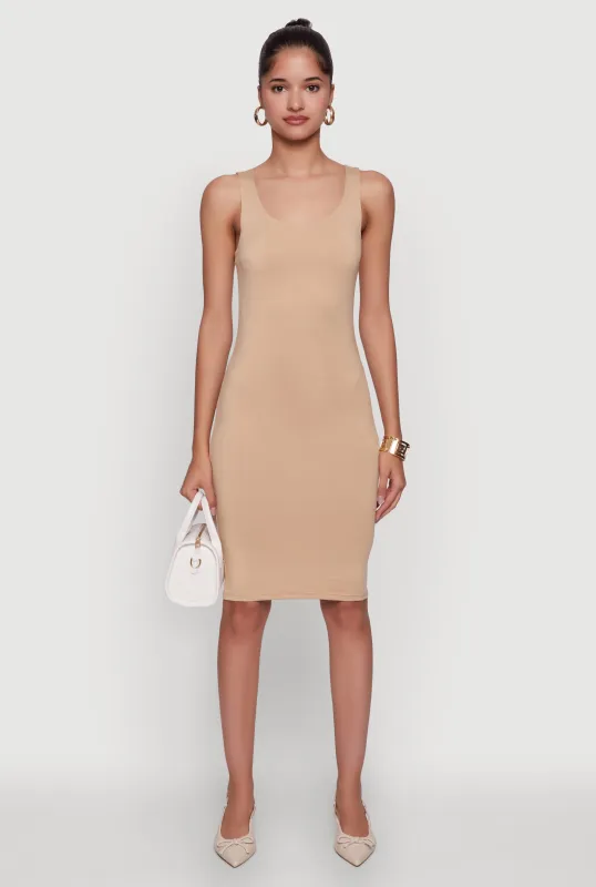 Chic Sleeveless Scoop Neck Midi Tank Dress sold by Rainbow
