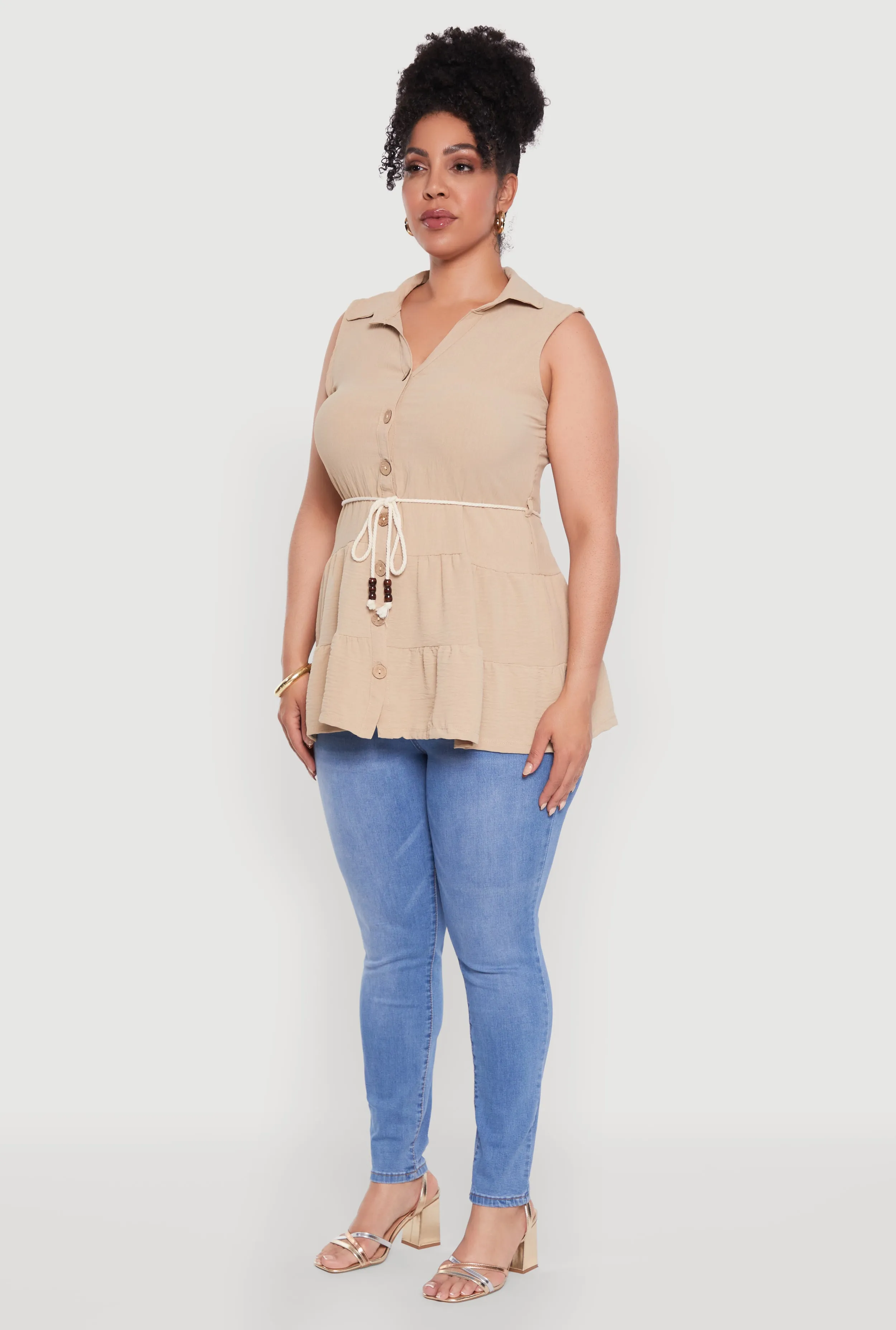 Plus Size Crepe Knit Tiered Sleeveless Blouse sold by Rainbow product image thumbnail 5