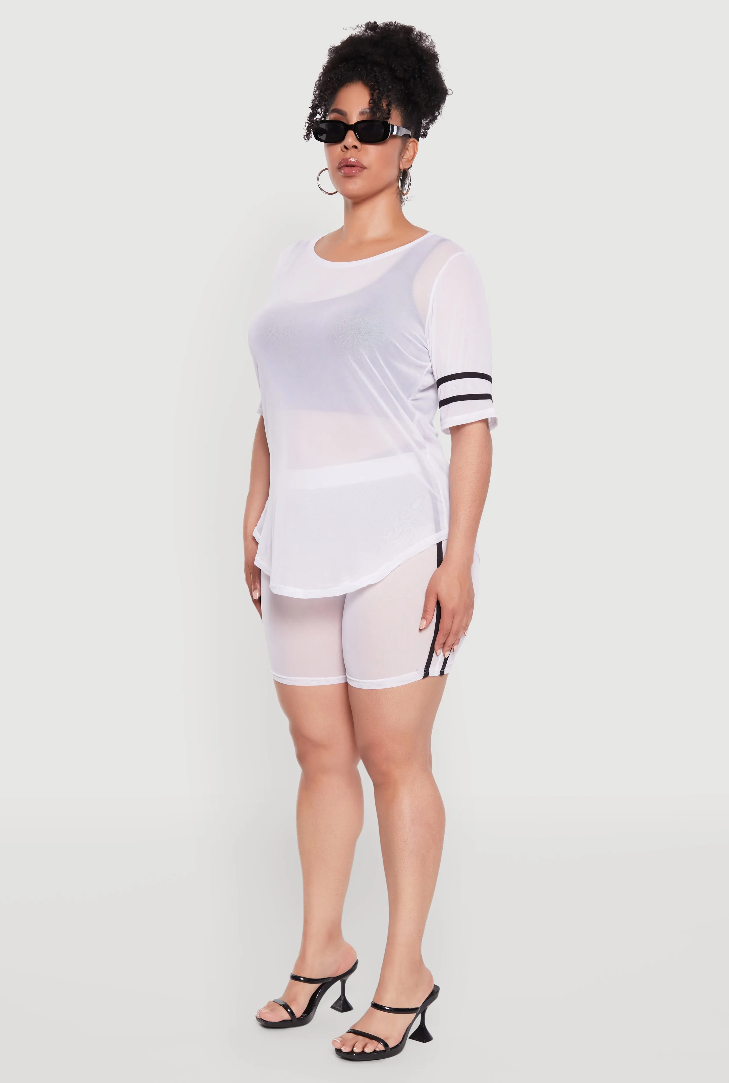 Plus Size Varsity Stripe Short Sleeve Mesh Top sold by Rainbow product image thumbnail 5