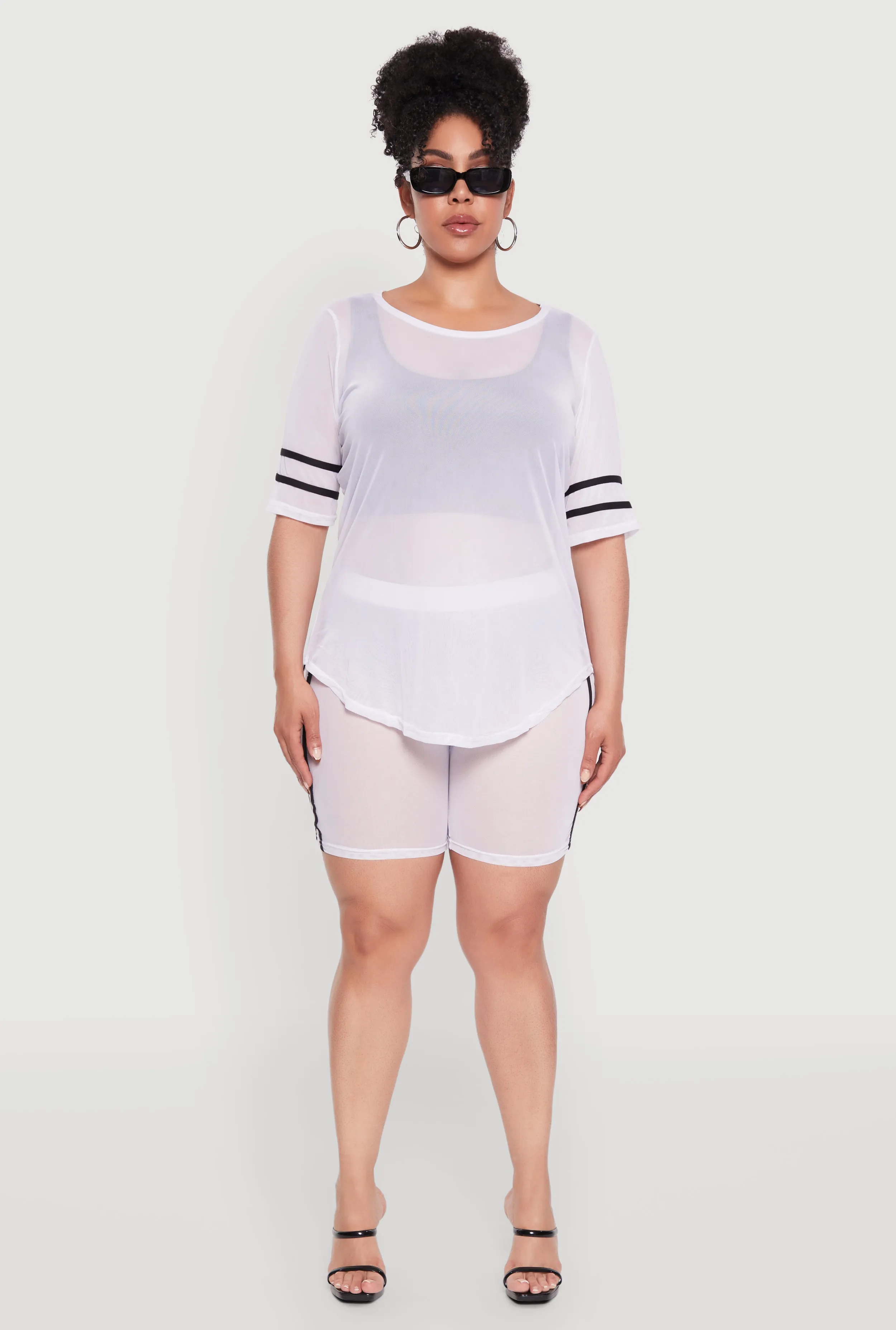 Plus Size Varsity Stripe Short Sleeve Mesh Top sold by Rainbow product image thumbnail 3
