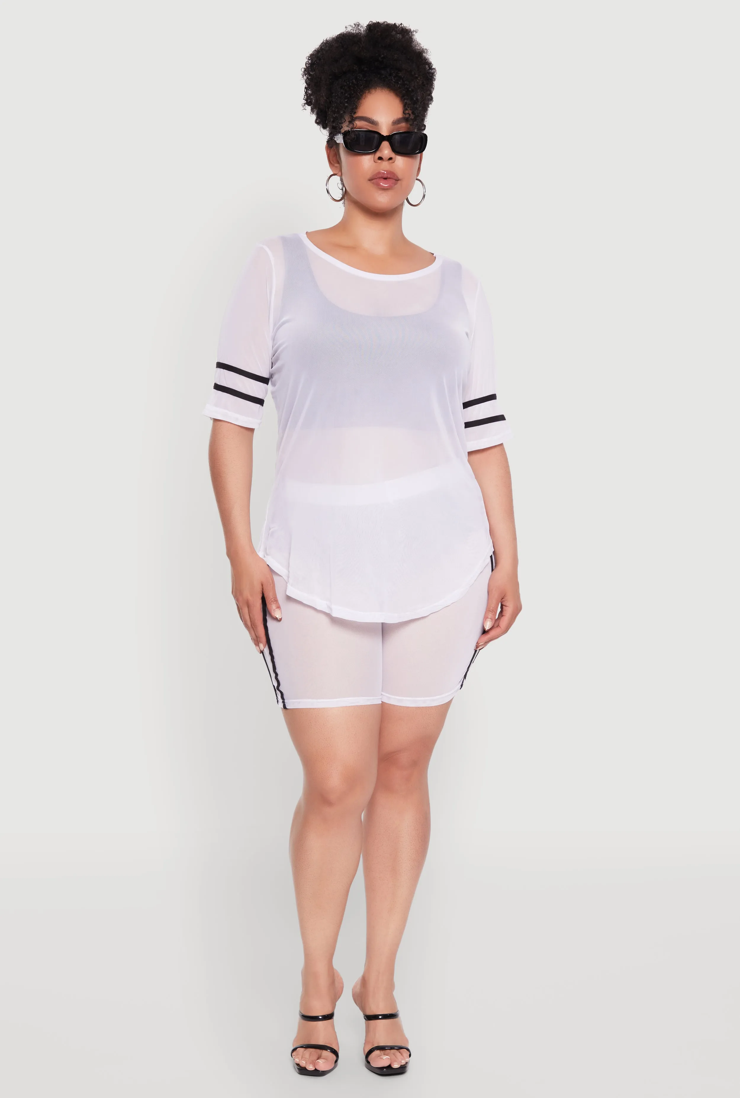 Plus Size Varsity Stripe Short Sleeve Mesh Top sold by Rainbow product image thumbnail 2