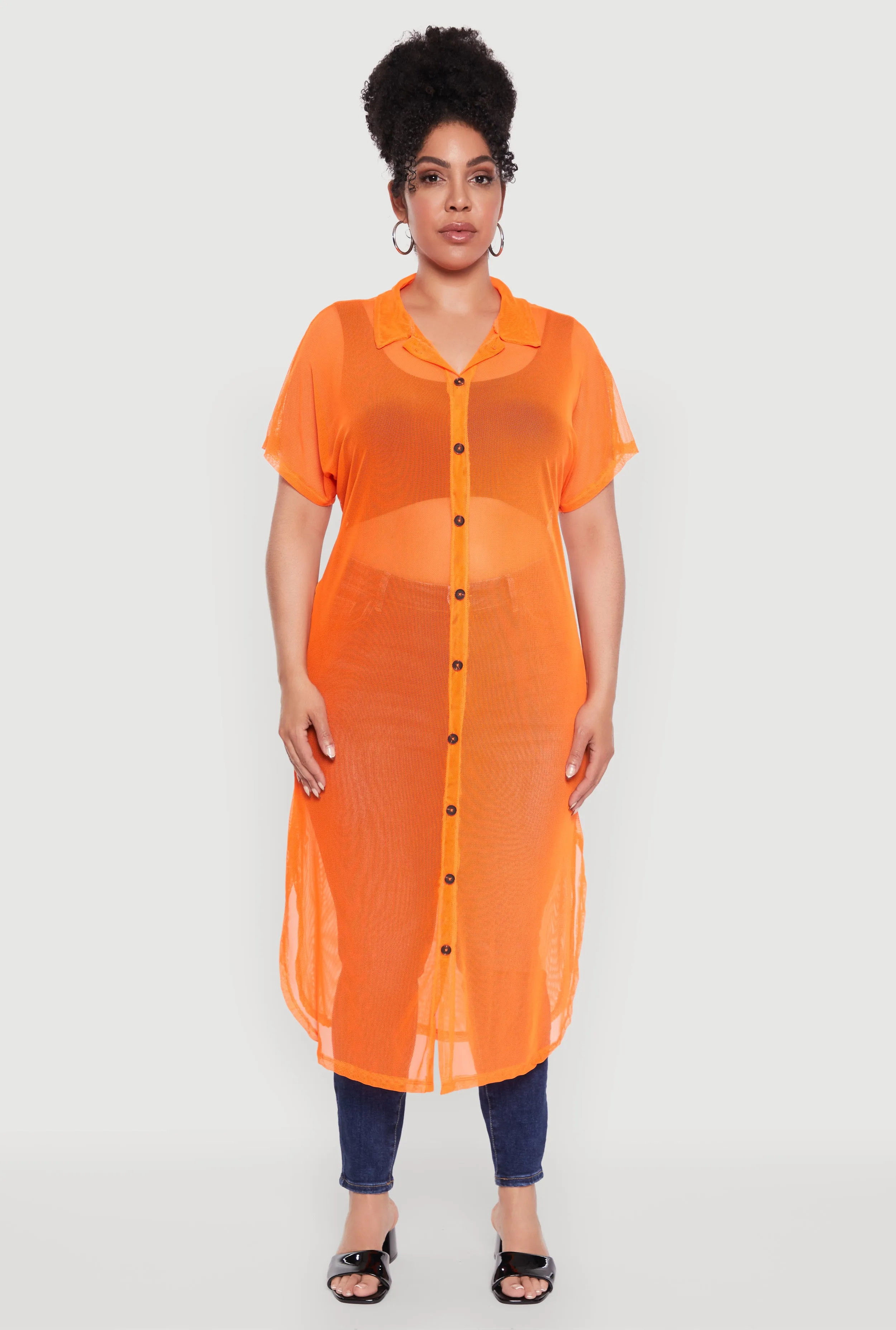 Plus Size Stylish Chic Sheer Maxi Shirt sold by Rainbow product image thumbnail 2