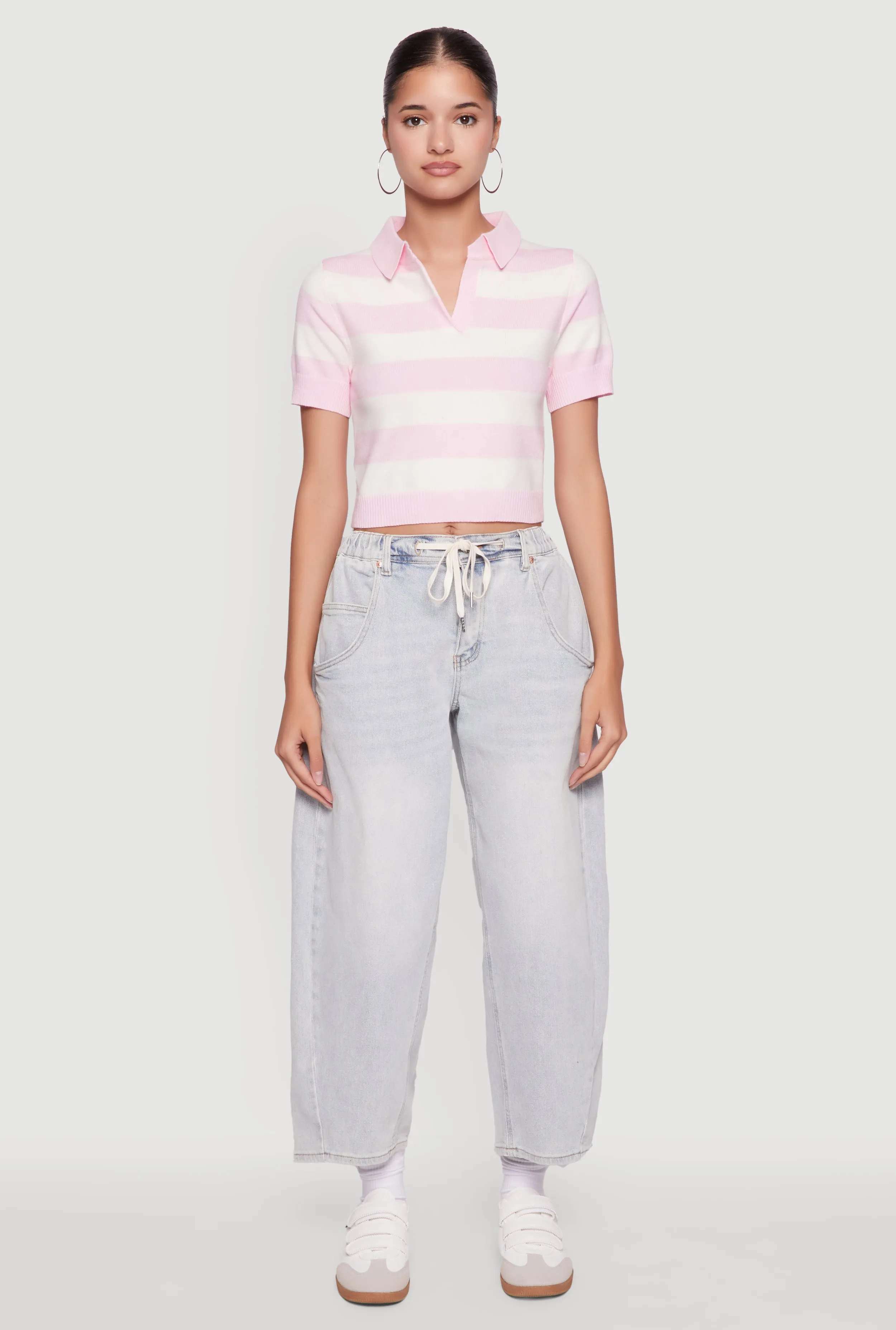Iris Striped Crop Polo Shirt sold by Rainbow product image thumbnail 3