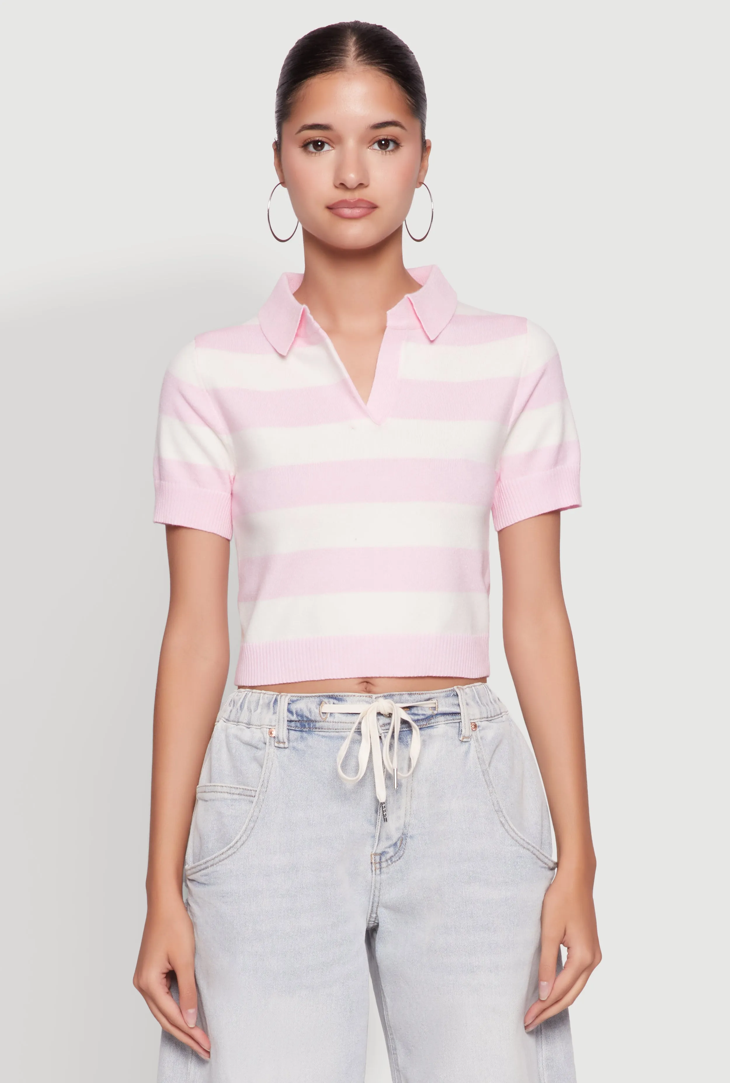 Iris Striped Crop Polo Shirt sold by Rainbow product image thumbnail 2