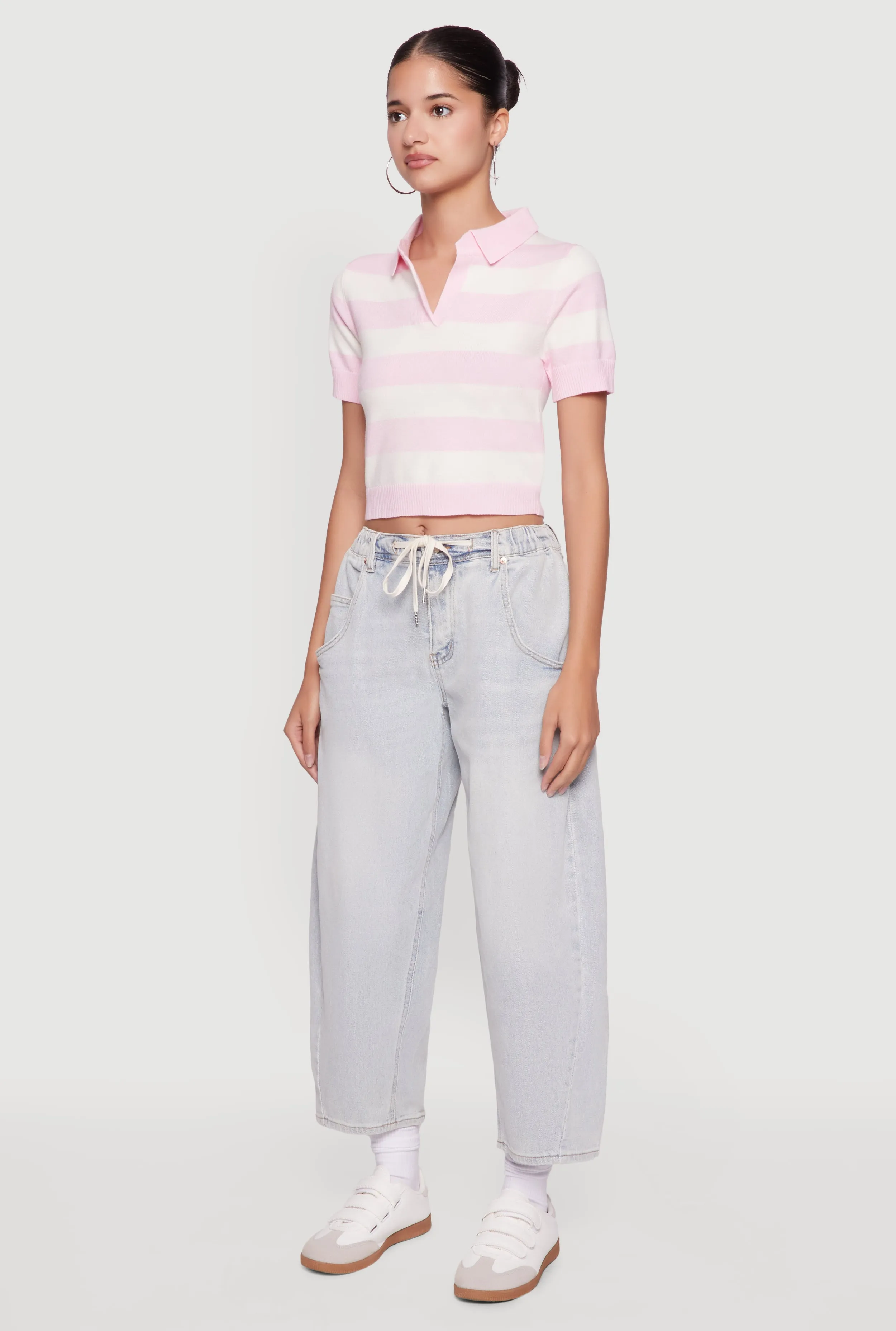 Iris Striped Crop Polo Shirt sold by Rainbow product image thumbnail 5