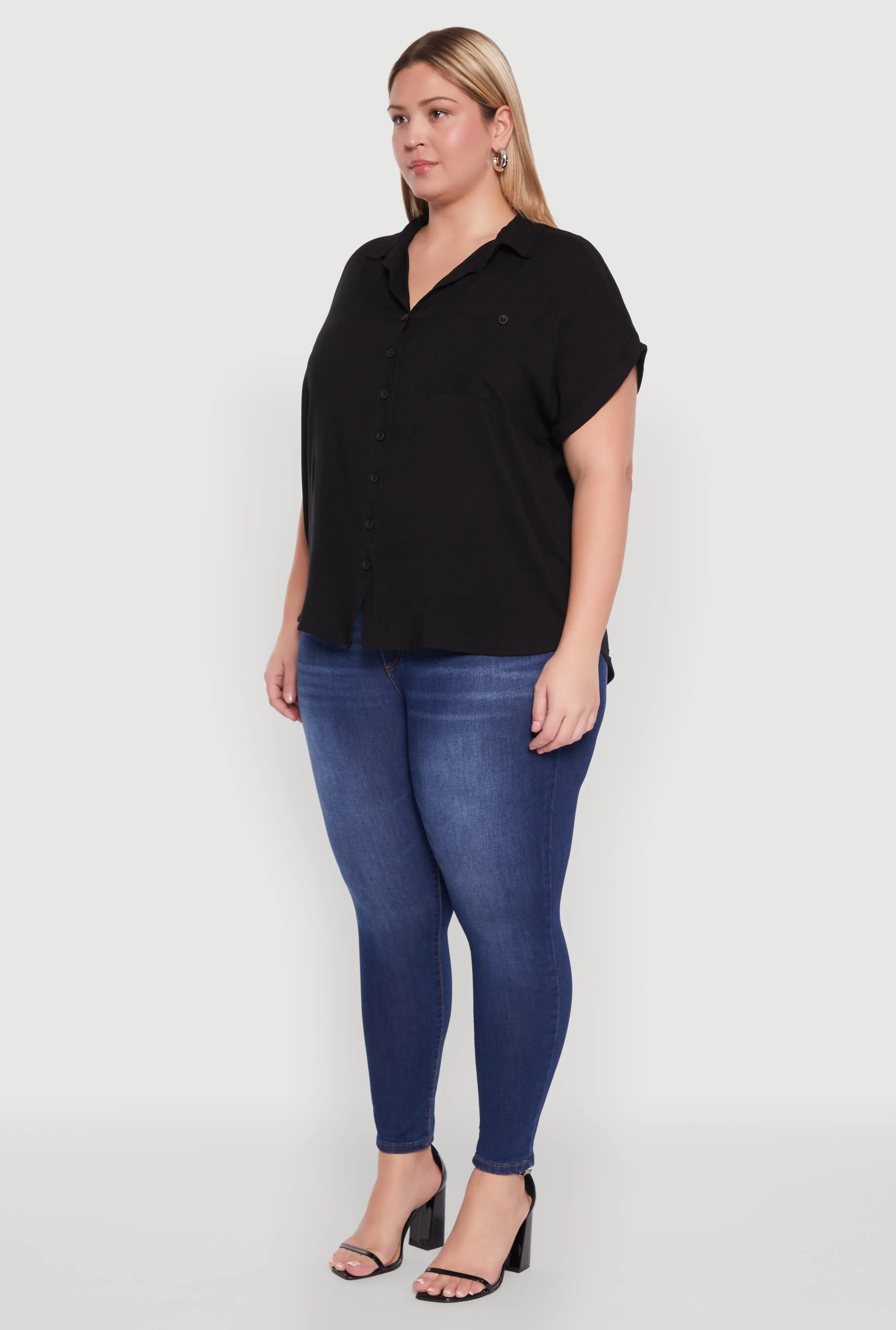 Plus Size Button Front Shirt sold by Rainbow product image thumbnail 5