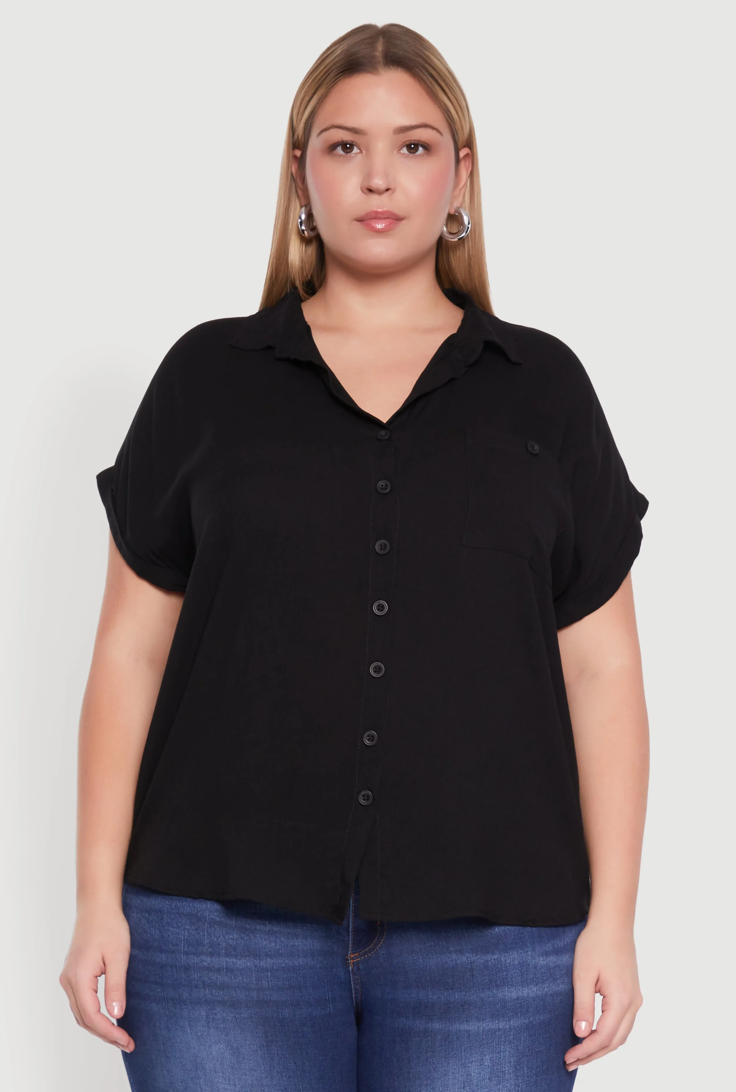Plus Size Button Front Shirt sold by Rainbow product image thumbnail 2