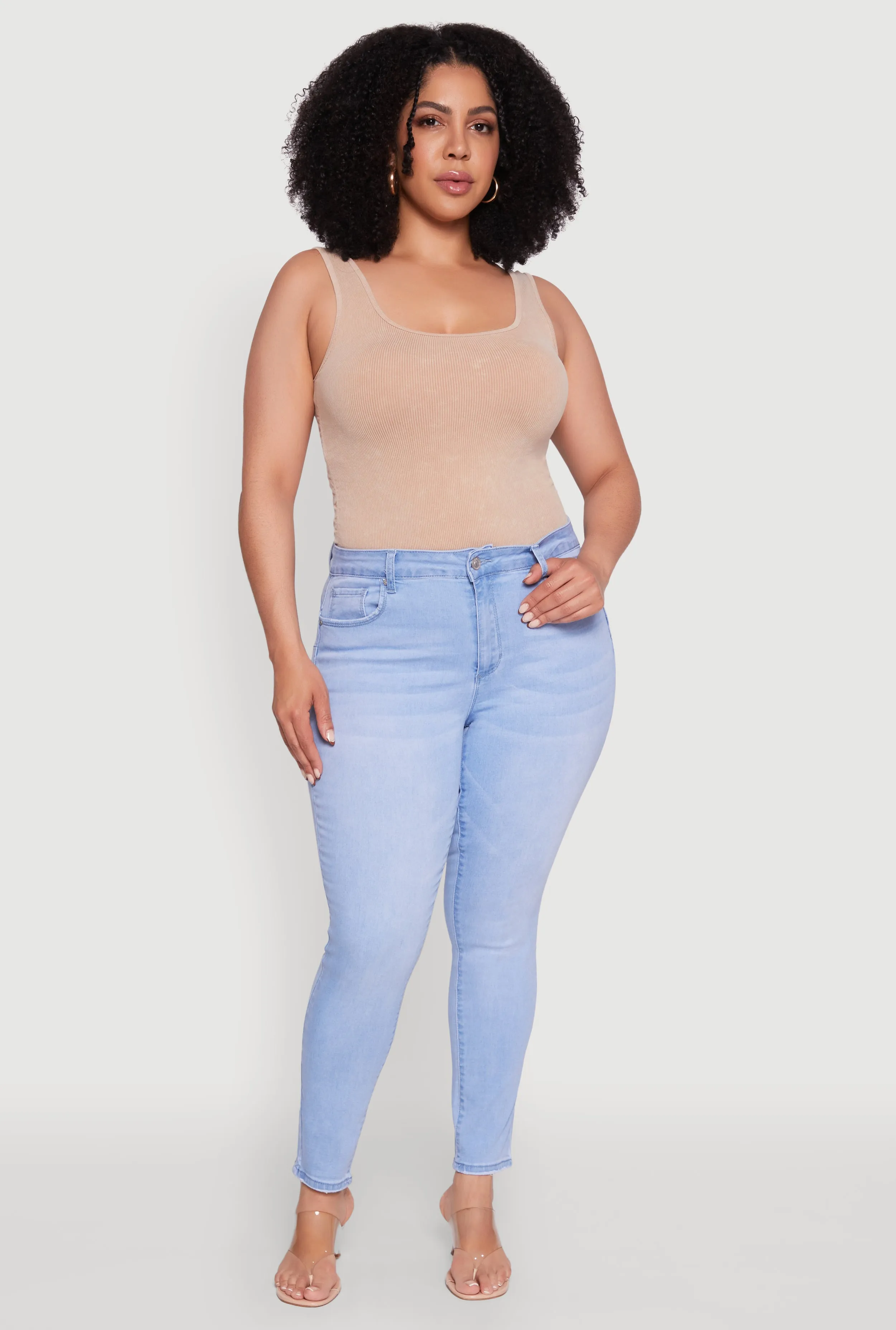 Plus Size Wax Whiskered High Waisted Skinny Jeans sold by Rainbow