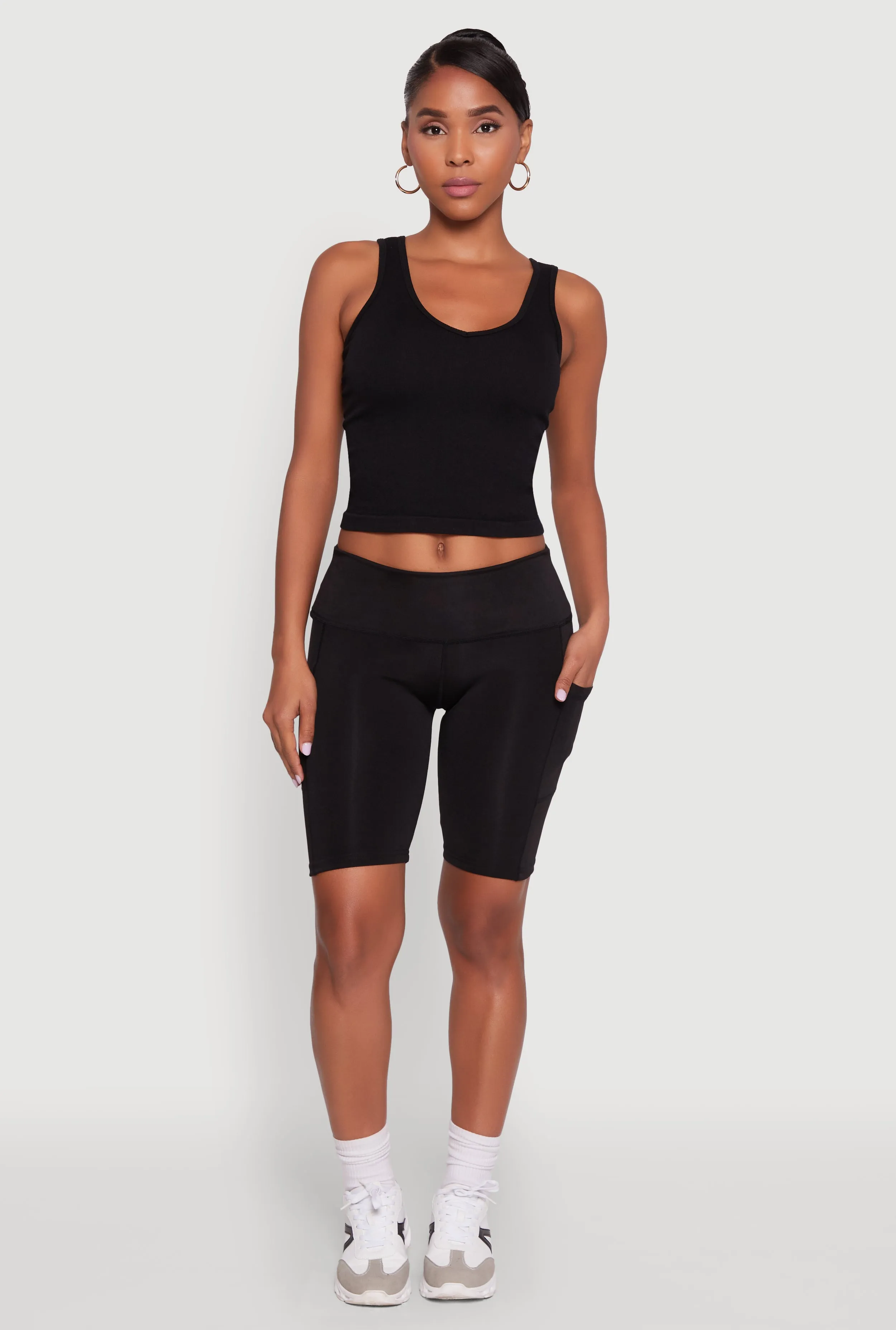 Stylish Bike Shorts with Tummy Tucker and Side Pockets sold by Rainbow