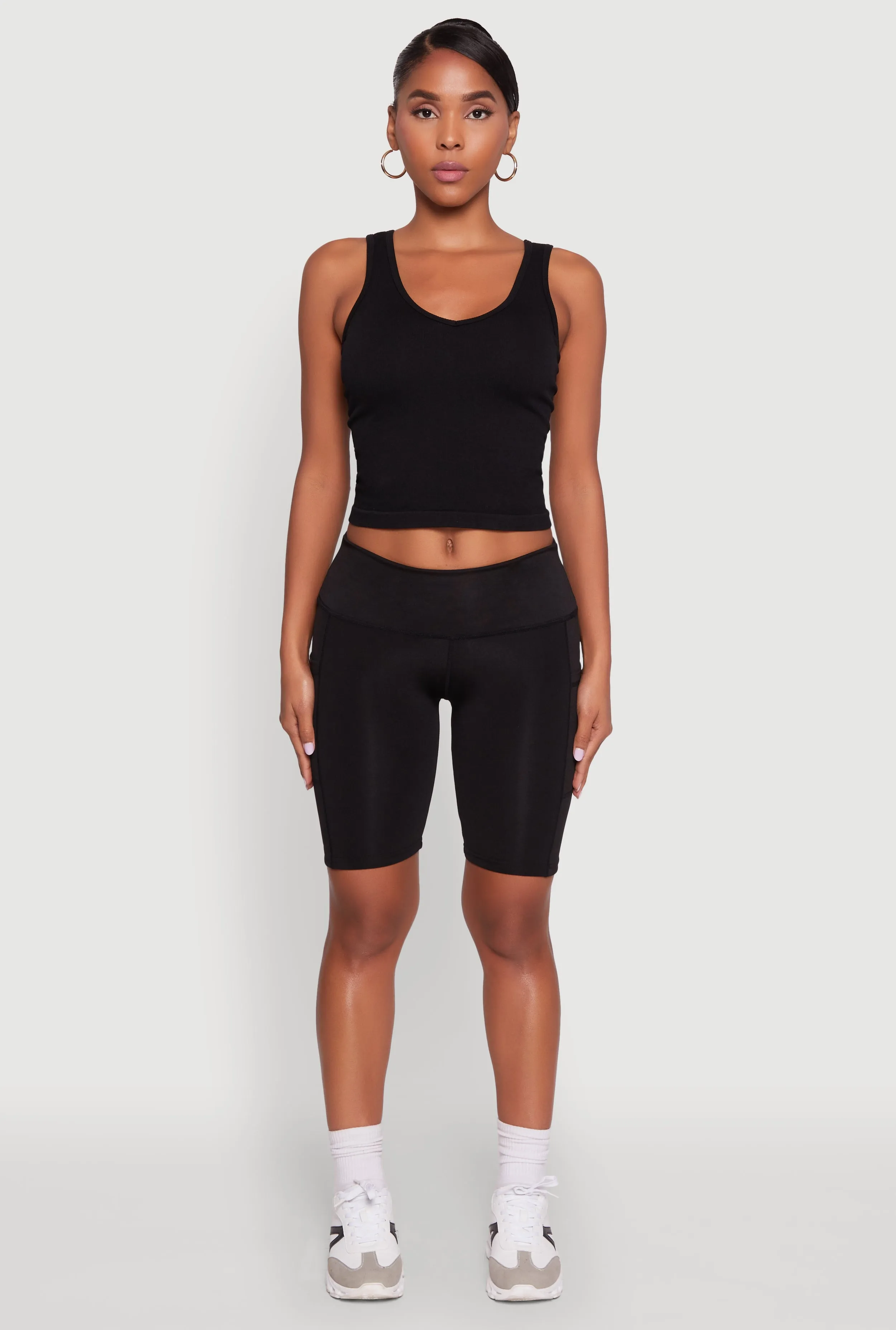 Stylish Bike Shorts with Tummy Tucker and Side Pockets sold by Rainbow product image thumbnail 2