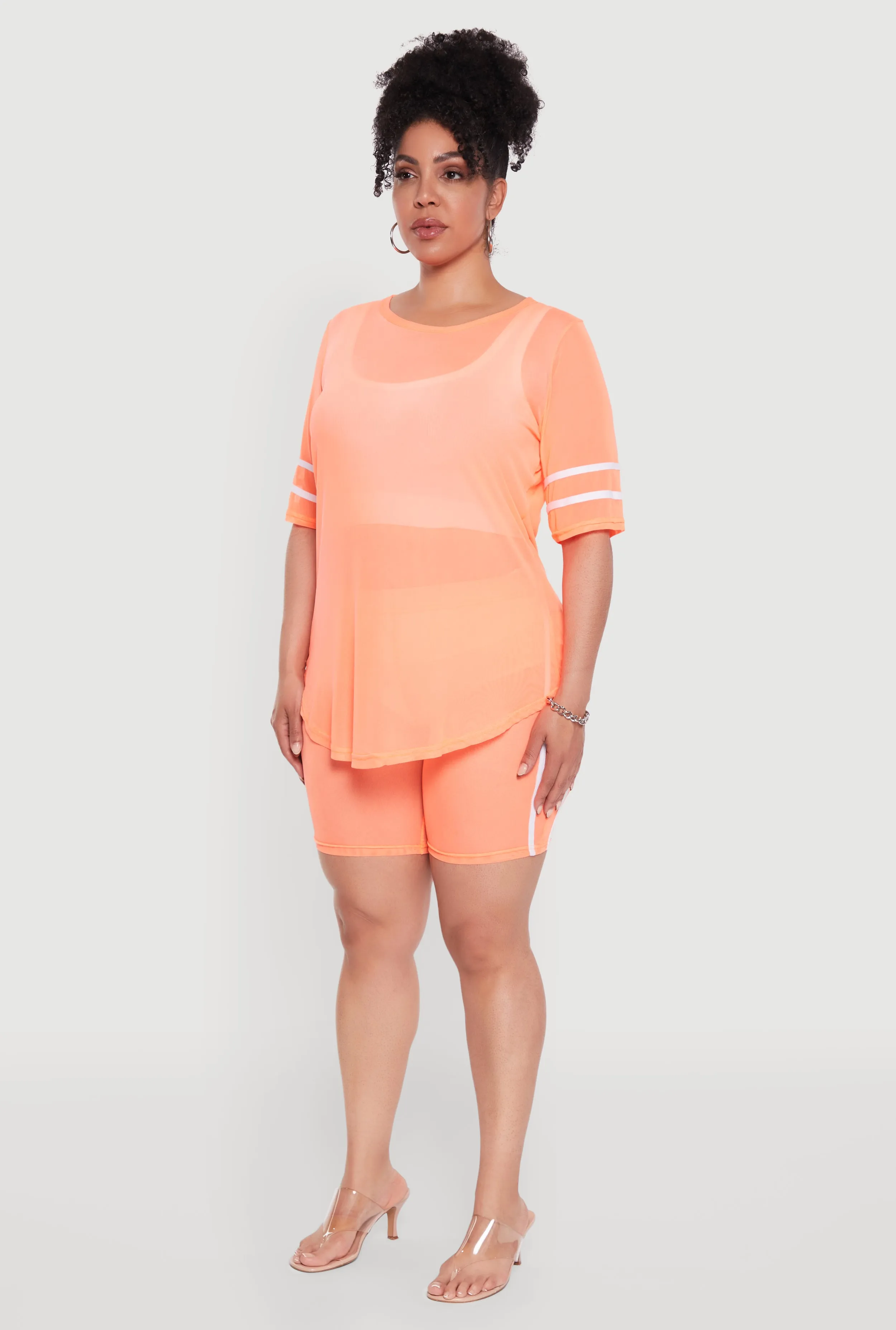 Plus Size Varsity Stripe Short Sleeve Mesh Top sold by Rainbow product image thumbnail 5