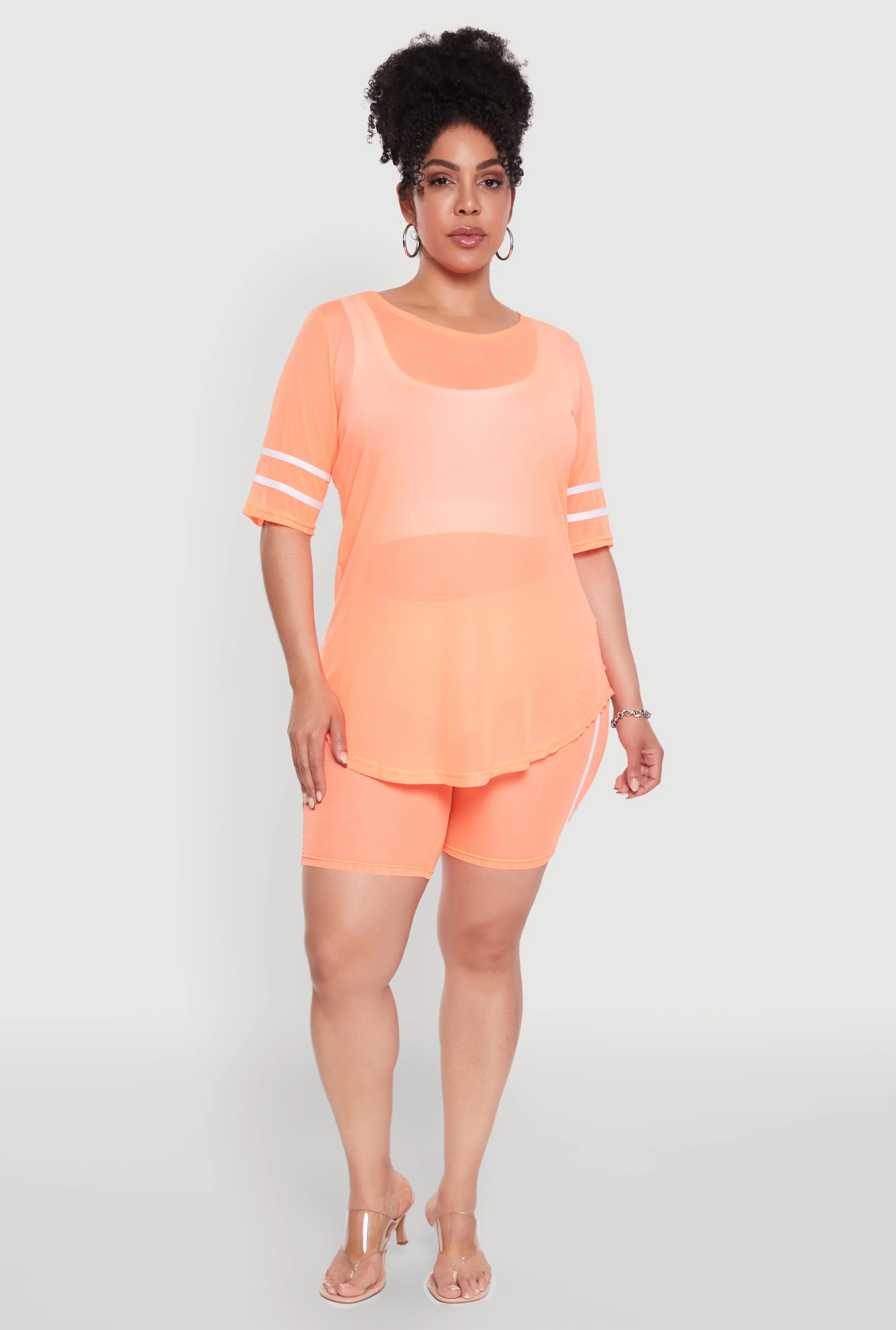 Plus Size Varsity Stripe Short Sleeve Mesh Top sold by Rainbow product image thumbnail 2