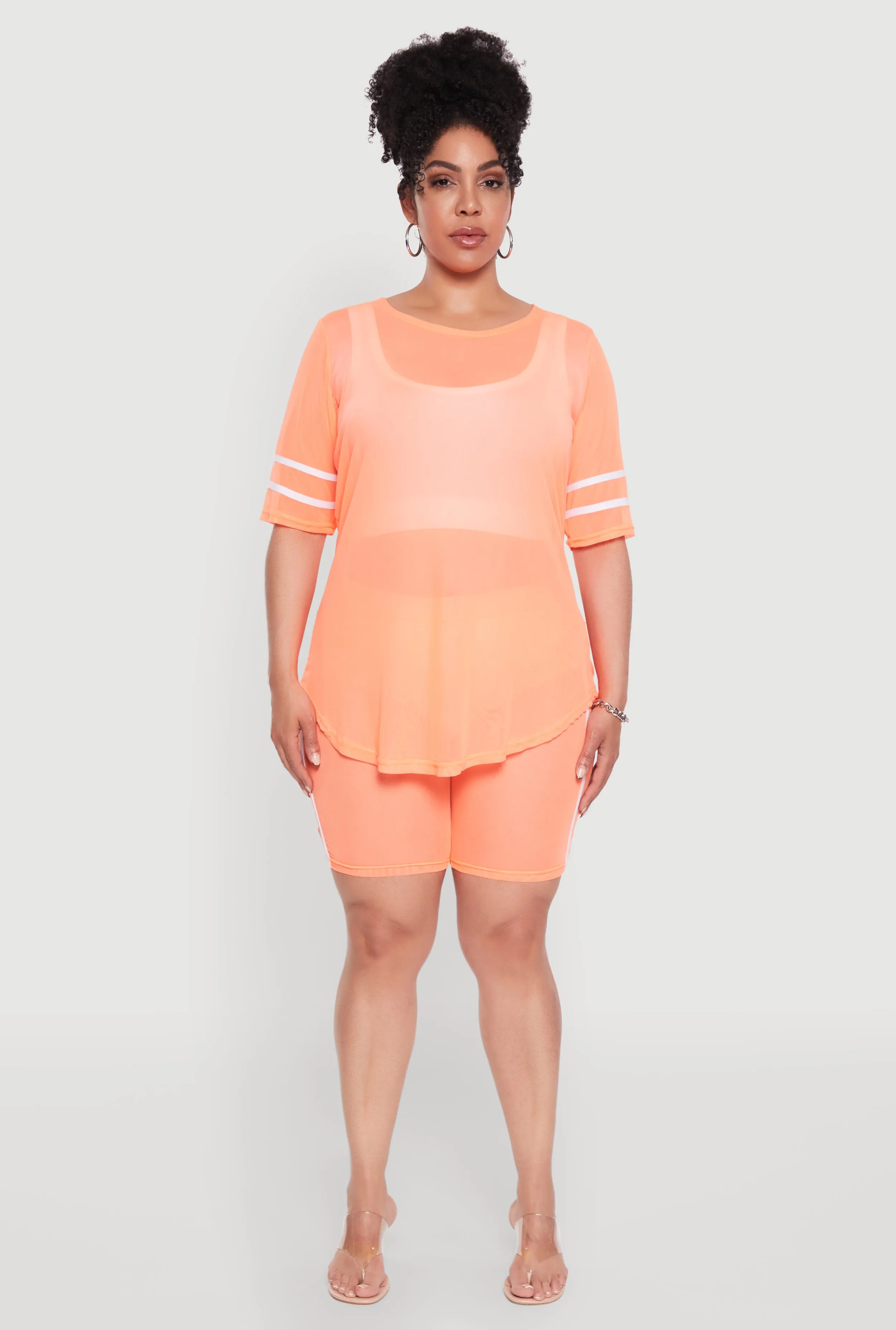 Plus Size Varsity Stripe Short Sleeve Mesh Top sold by Rainbow product image thumbnail 3