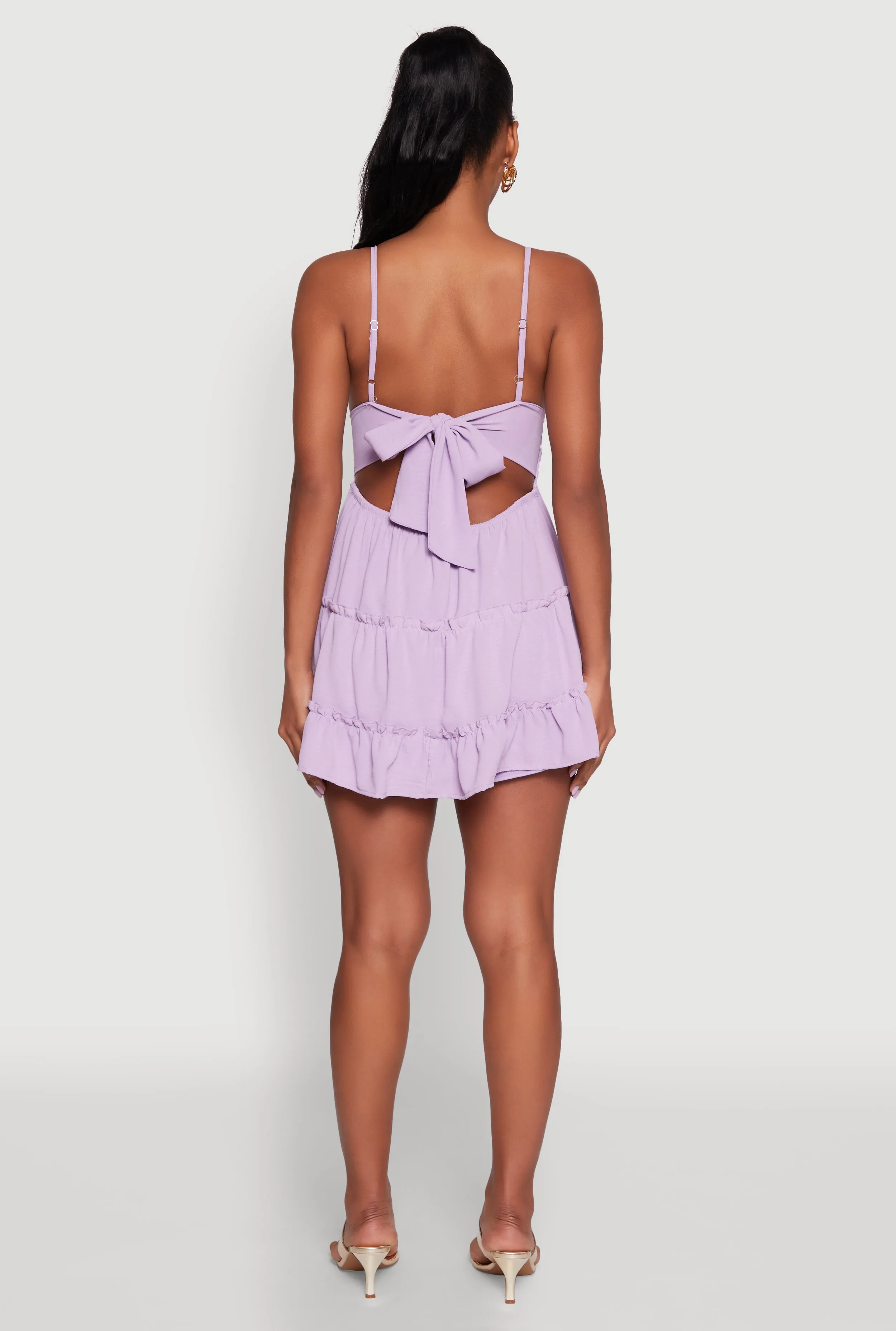 Chic Crochet Detail V Neck Tiered Dress sold by Rainbow product image thumbnail 5