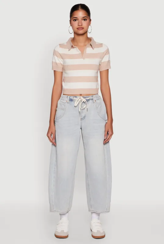 Iris Striped Crop Polo Shirt sold by Rainbow
