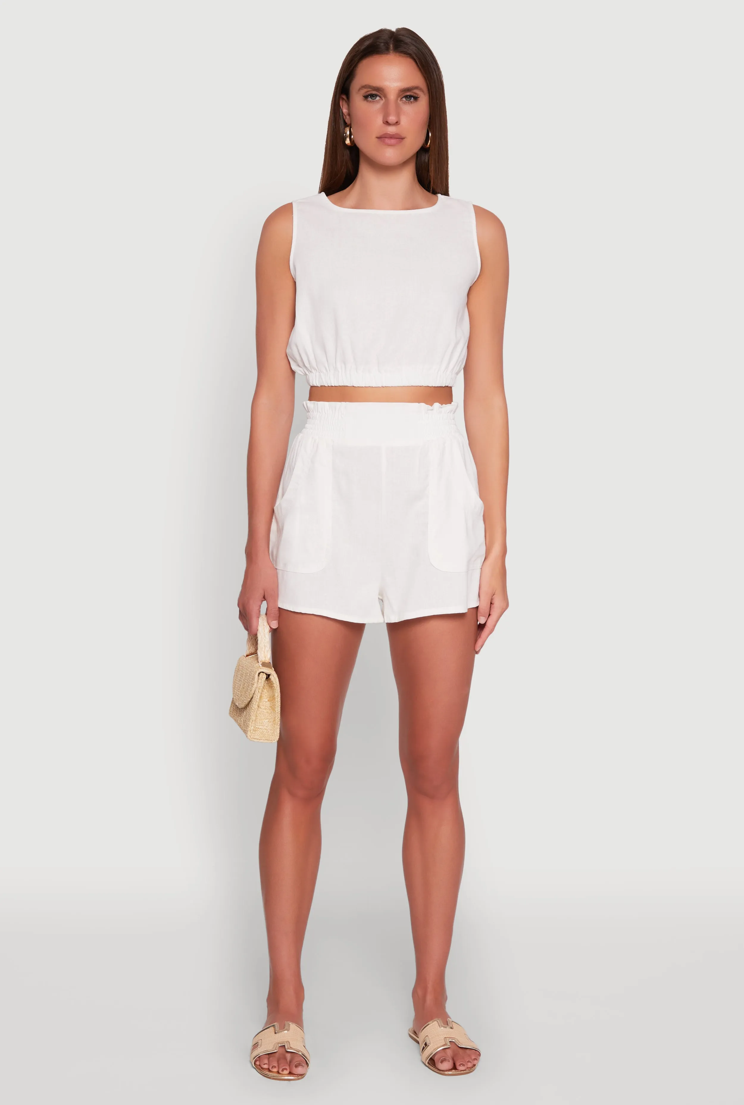 Chic Linen Tank Top with Cropped Hem and Button Back sold by Rainbow product image thumbnail 3