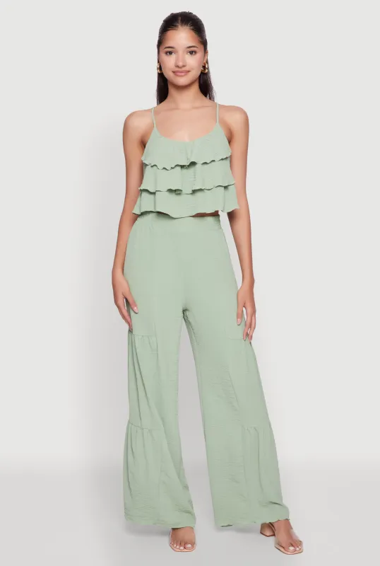 Elegant Tiered High Waisted Wide Leg Dress Pants sold by Rainbow