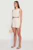 Chic Linen Tank Top with Cropped Hem and Button Back sold by Rainbow