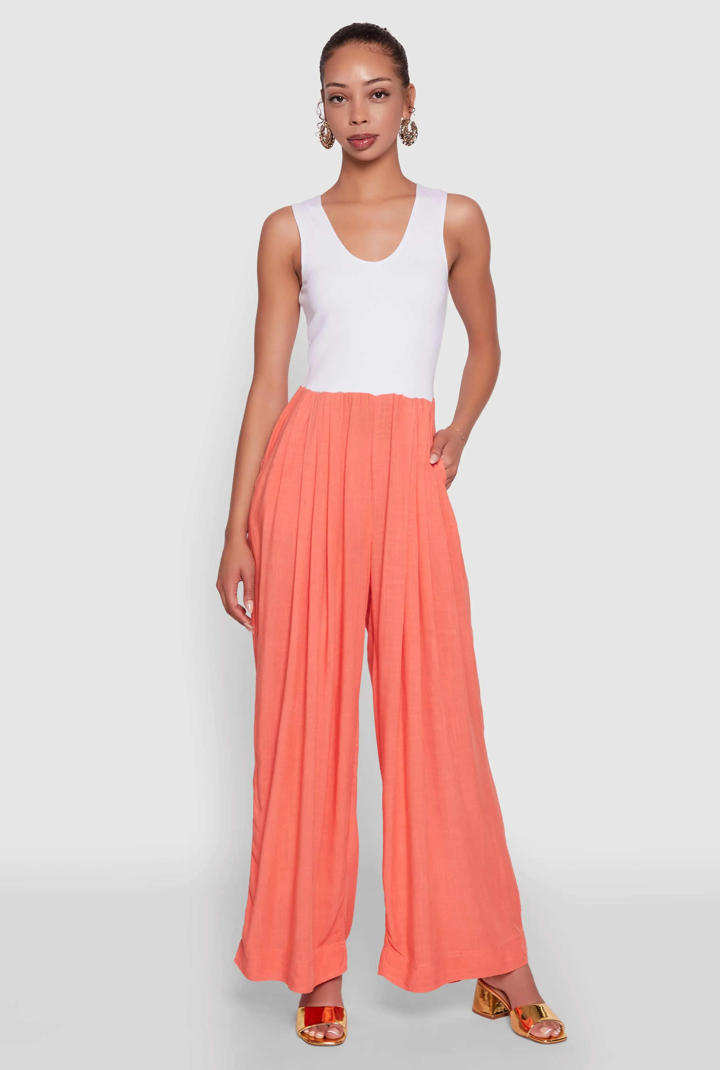 Ponte Wide Leg Pleated Jumpsuit sold by Rainbow