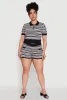 Plus Size Daisy Striped Button Detail Shorts sold by Rainbow