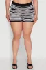 Plus Size Daisy Striped Button Detail Shorts sold by Rainbow