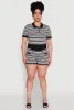 Plus Size Daisy Striped Button Detail Shorts sold by Rainbow