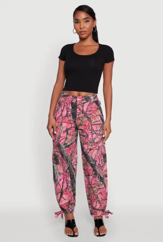 Almost Famous Hunter Camo High Waisted Cargo Joggers sold by Rainbow