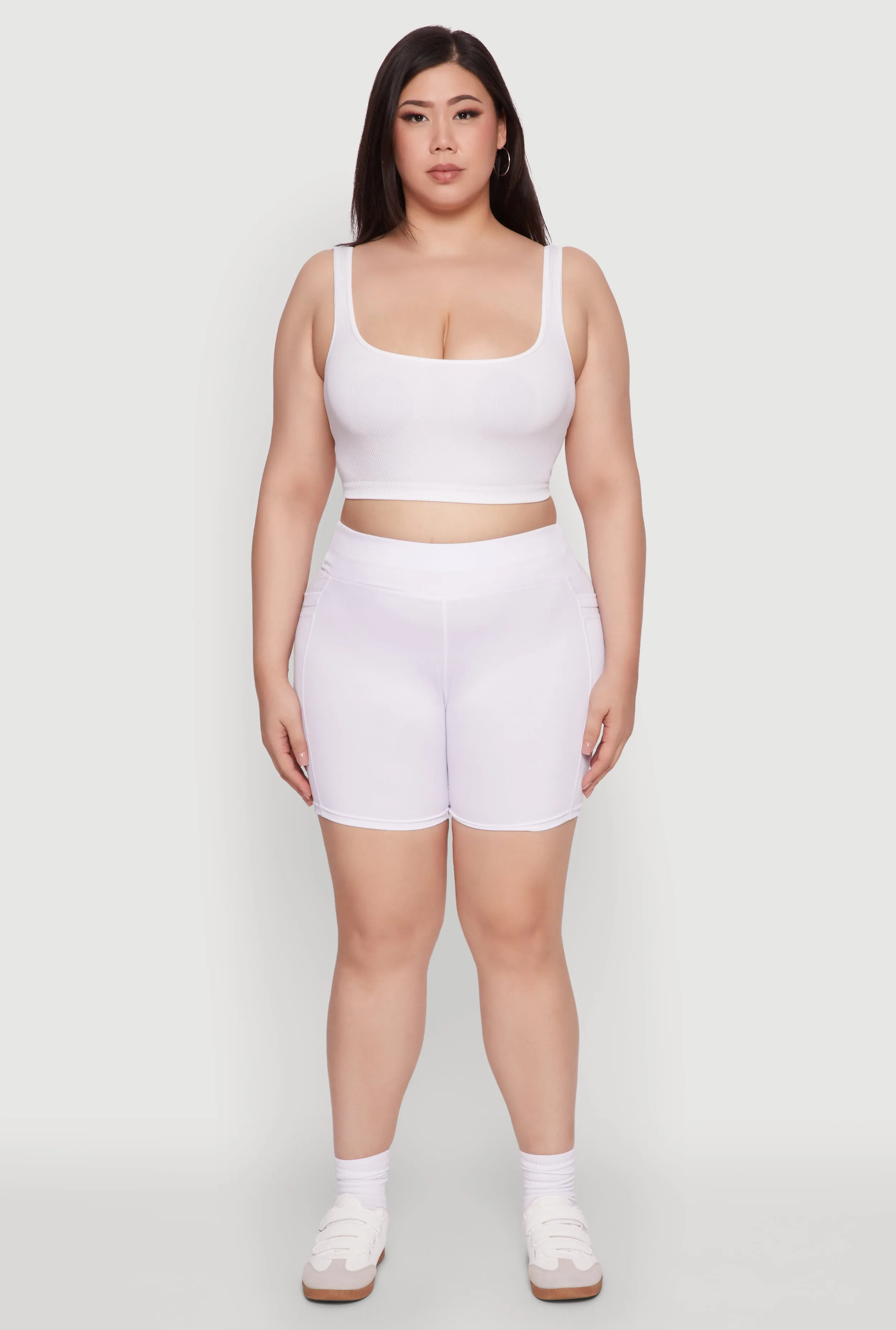 Plus Size High Waisted Biker Shorts with Cell Phone Pockets sold by Rainbow product image thumbnail 2