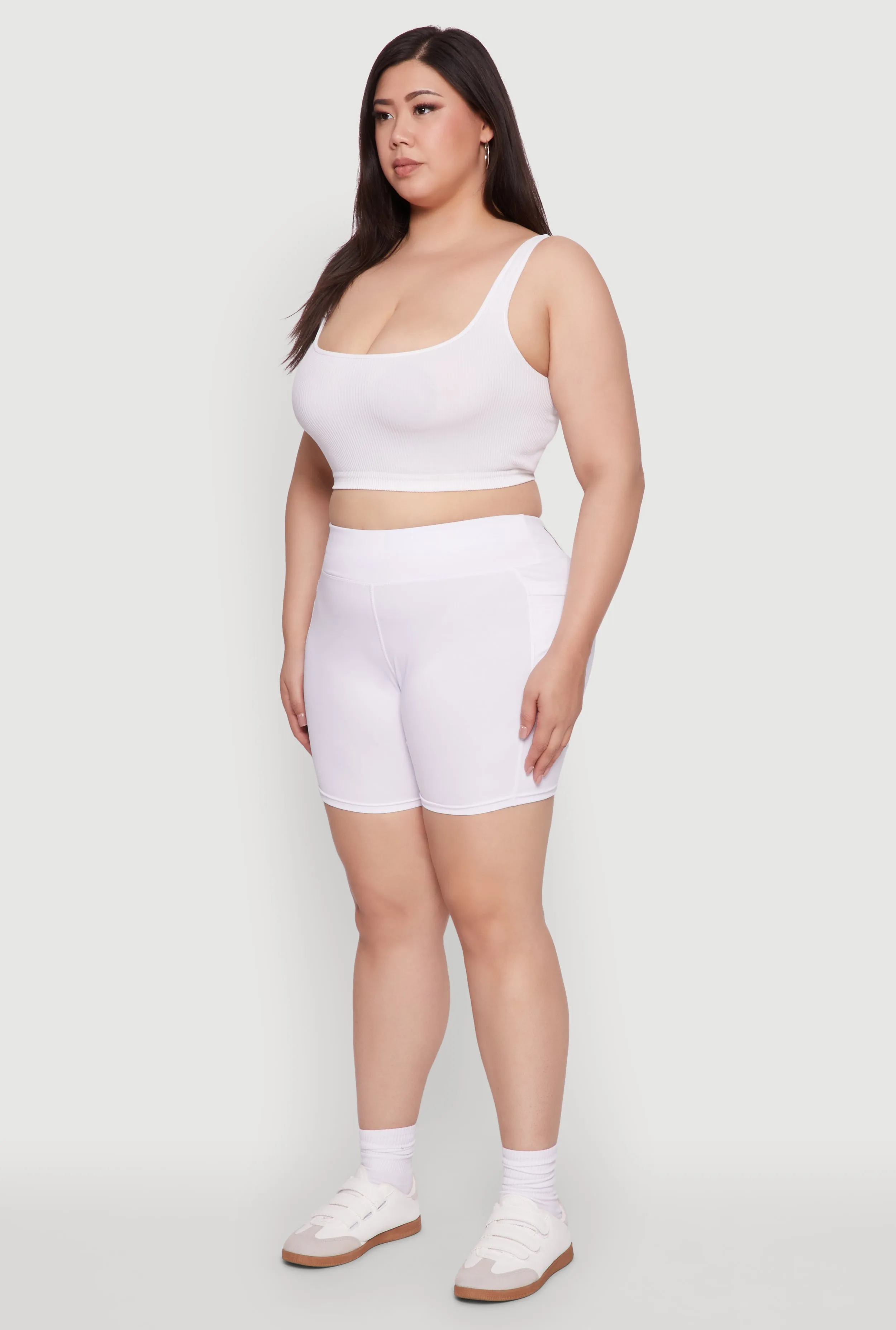 Plus Size High Waisted Biker Shorts with Cell Phone Pockets sold by Rainbow product image thumbnail 3