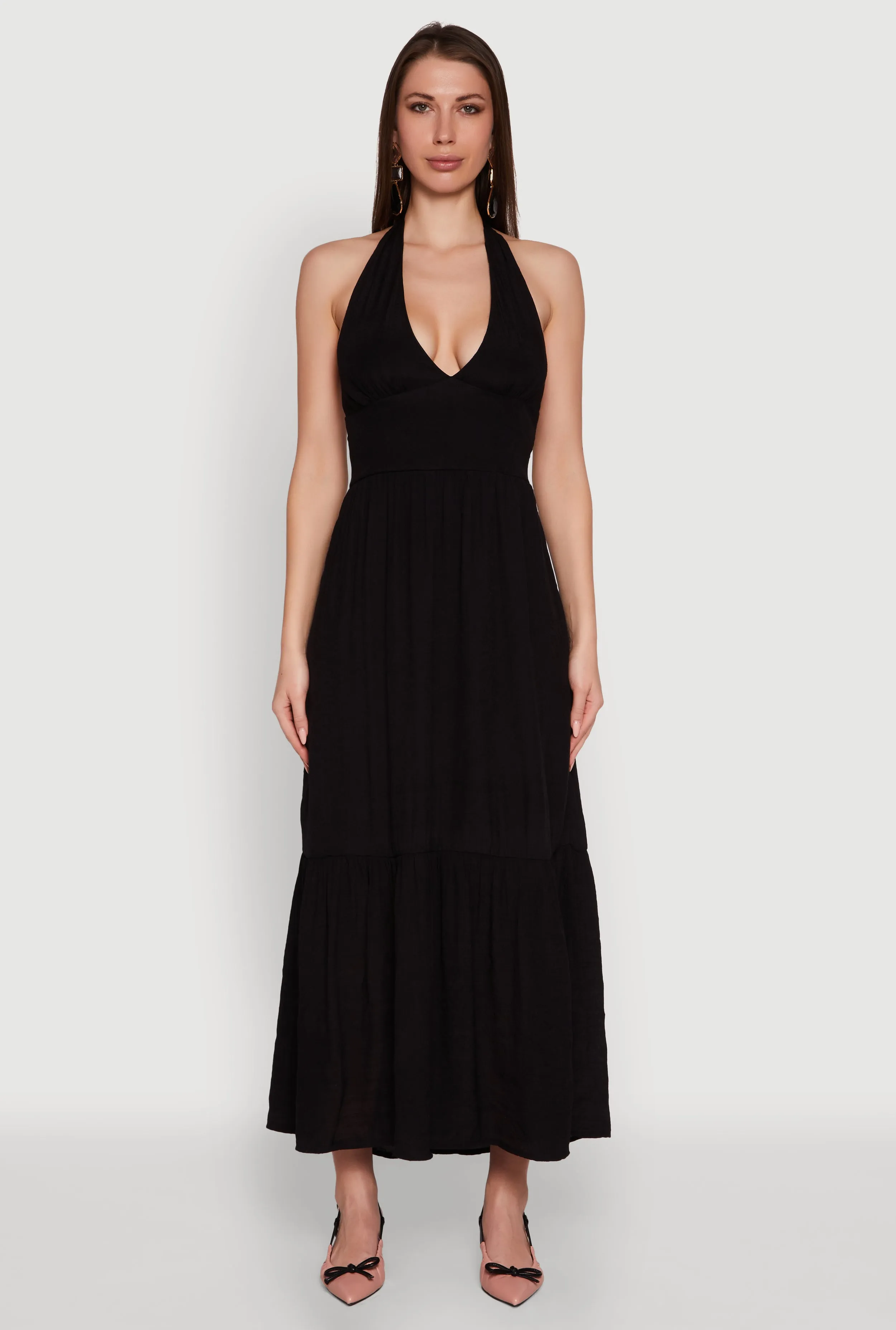 Elegant Gauze Knit Halter Neck Tiered Dress sold by Rainbow product image thumbnail 2