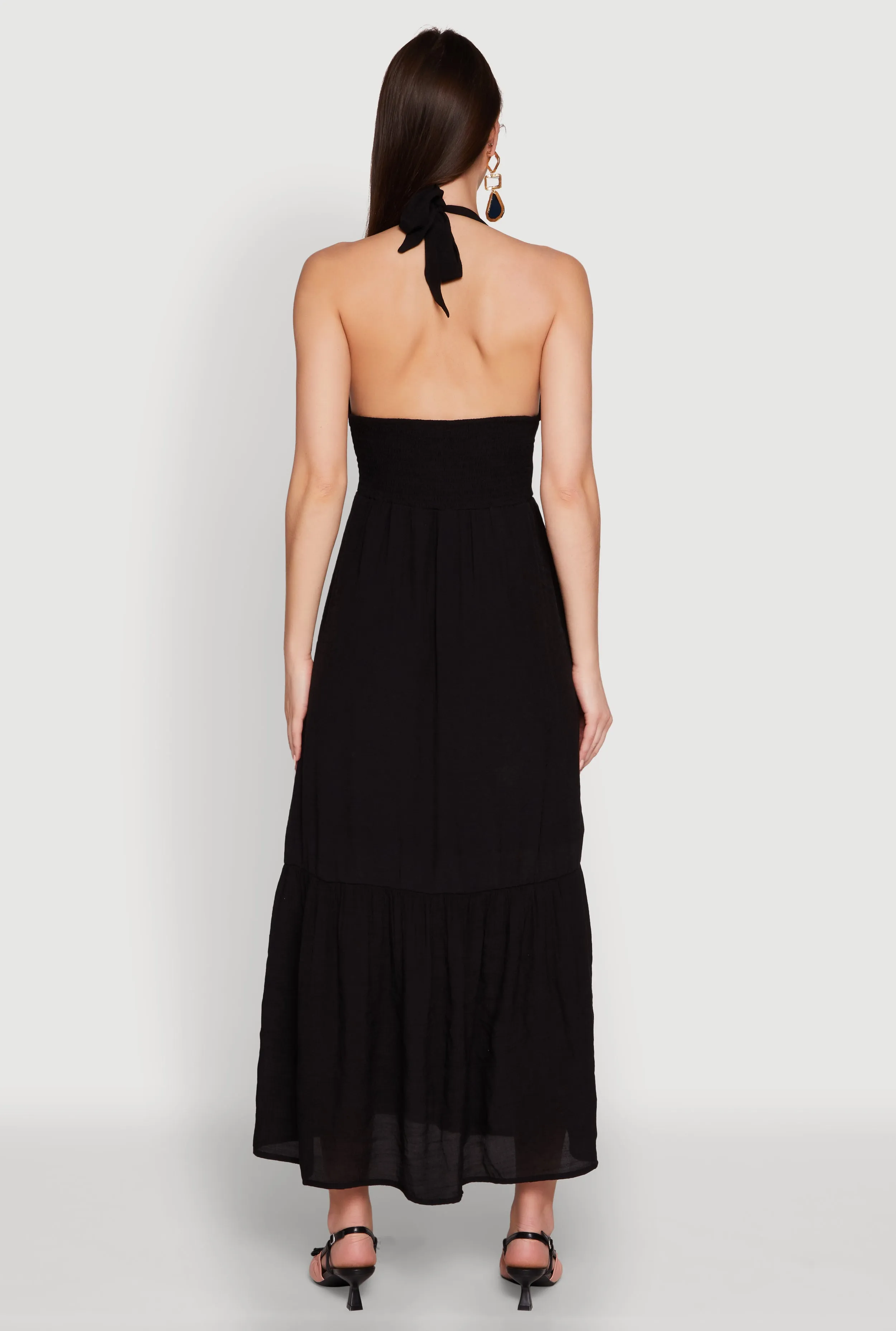 Elegant Gauze Knit Halter Neck Tiered Dress sold by Rainbow product image thumbnail 5