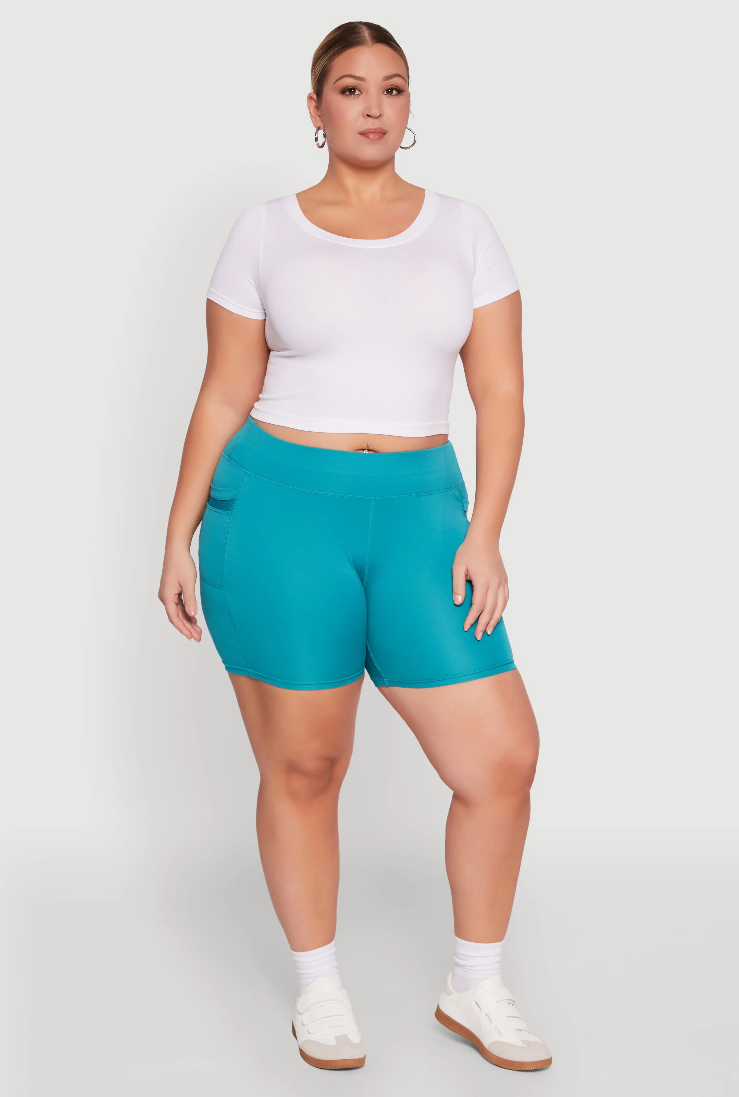 Plus Size High Waisted Biker Shorts with Cell Phone Pockets sold by Rainbow product image thumbnail 2