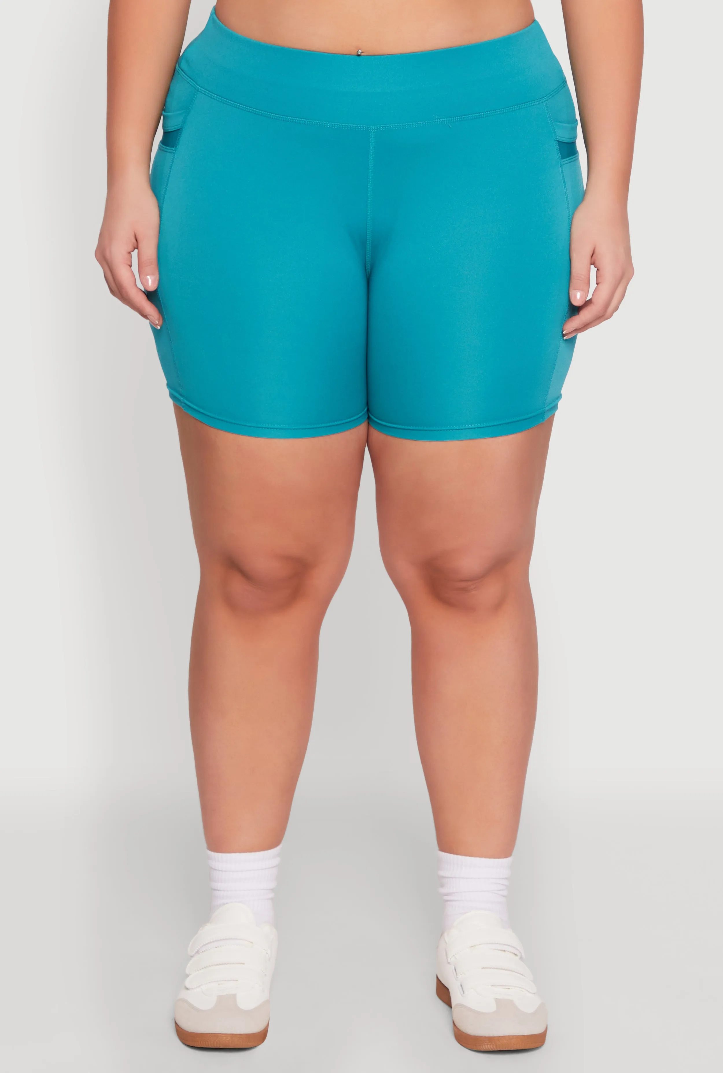 Plus Size High Waisted Biker Shorts with Cell Phone Pockets sold by Rainbow product image thumbnail 5