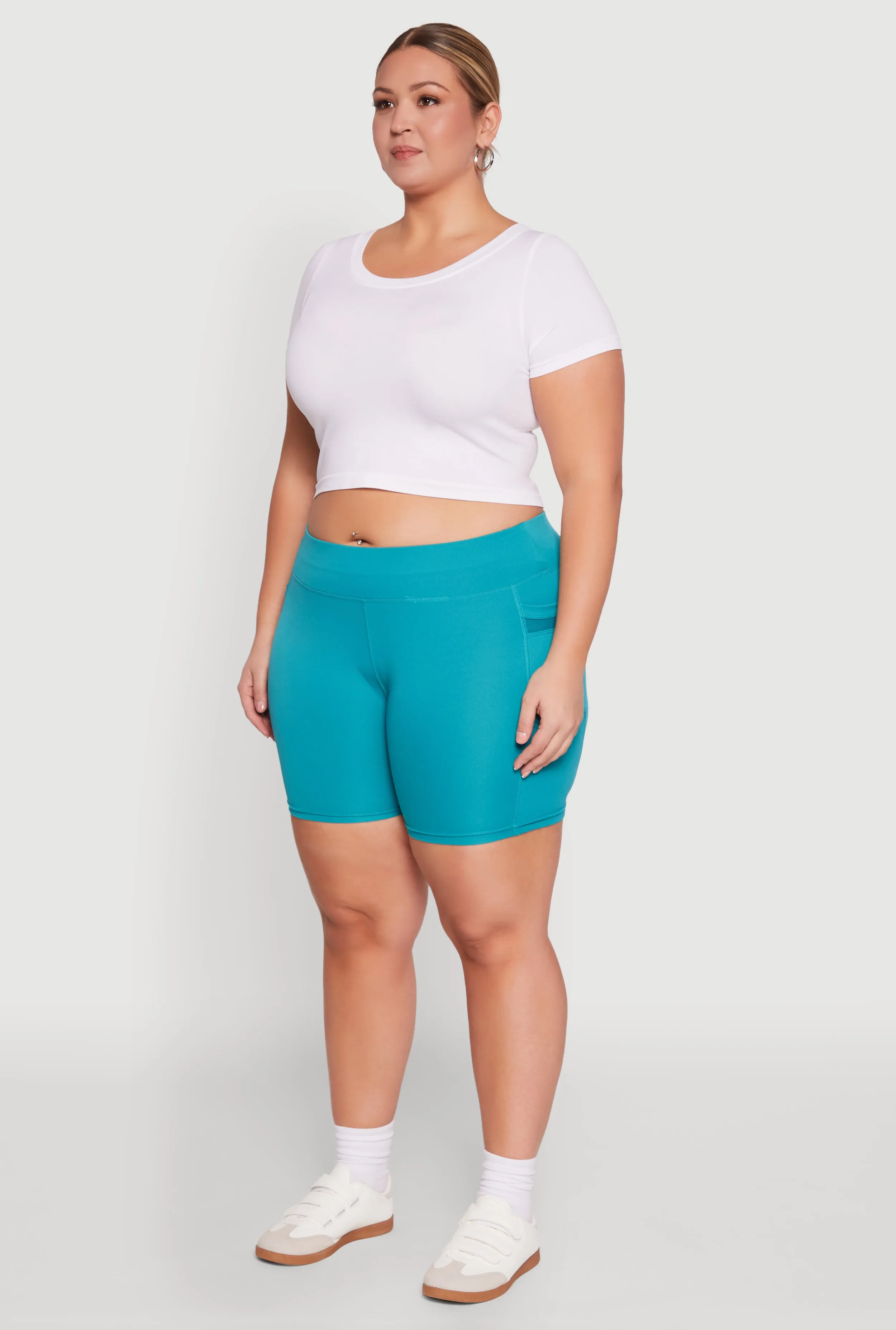 Plus Size High Waisted Biker Shorts with Cell Phone Pockets sold by Rainbow product image thumbnail 3