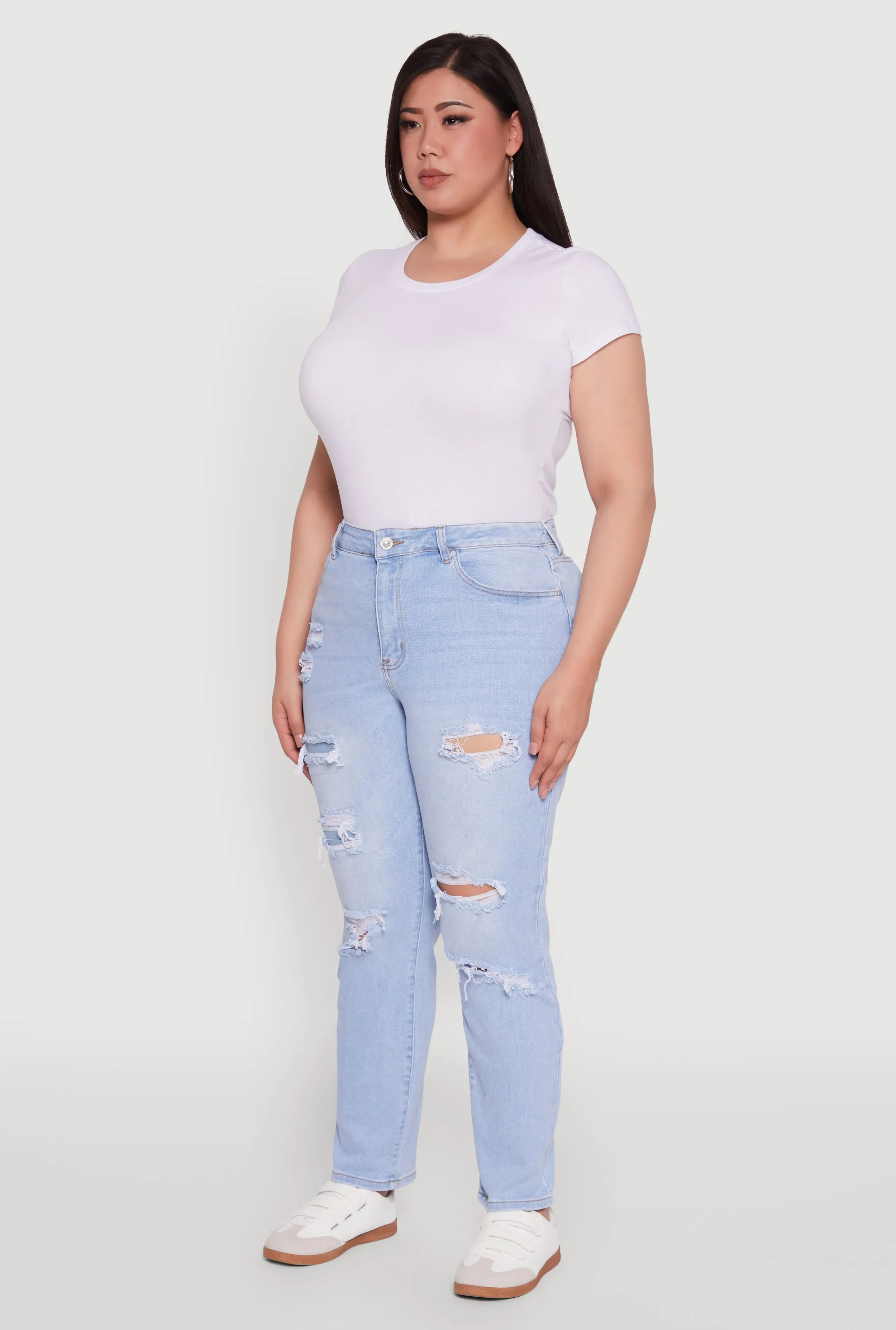 Plus Size WAX High Waisted Distressed and Frayed Jeans sold by Rainbow product image thumbnail 3