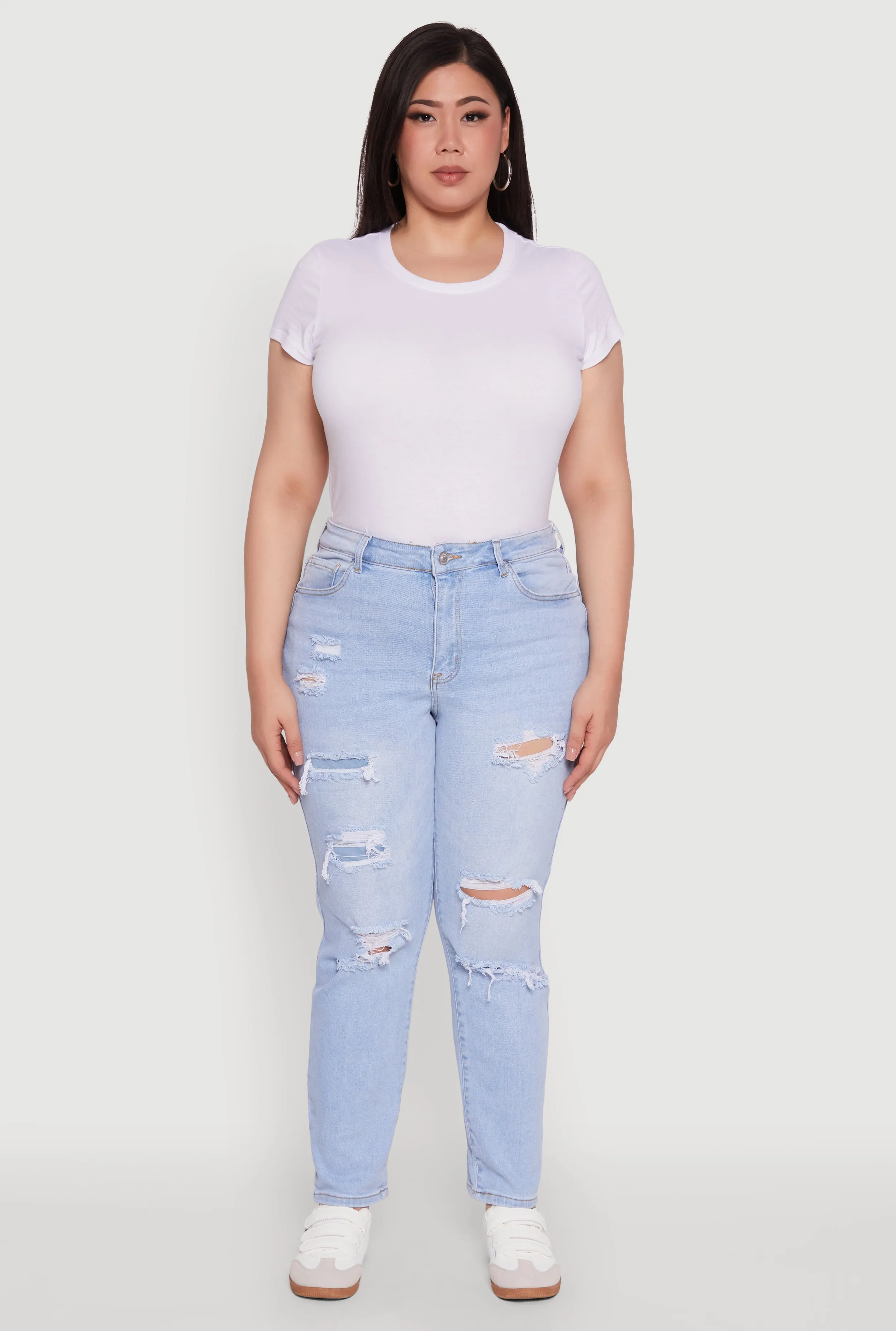 Plus Size WAX High Waisted Distressed and Frayed Jeans sold by Rainbow product image thumbnail 2