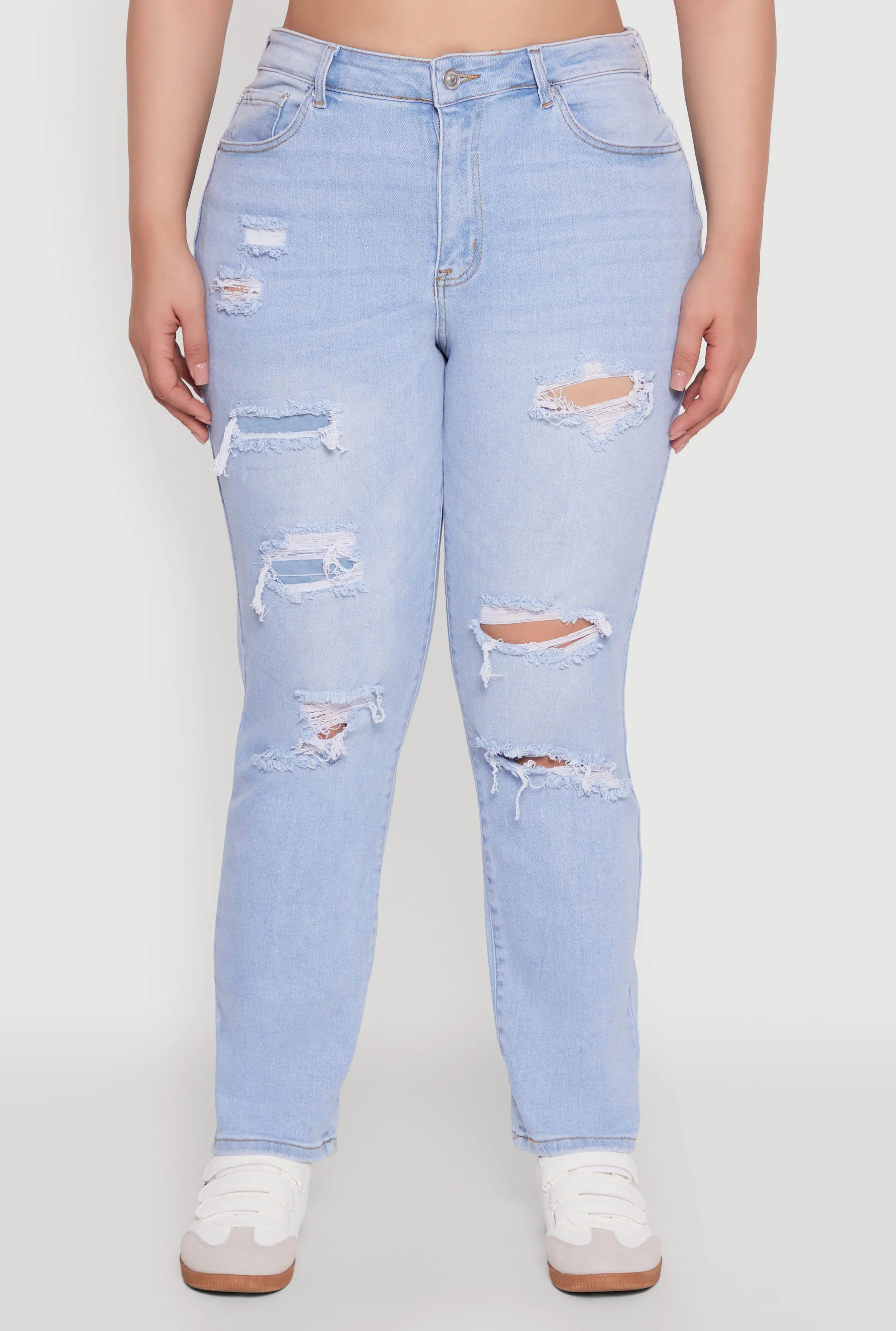 Plus Size WAX High Waisted Distressed and Frayed Jeans sold by Rainbow product image thumbnail 5